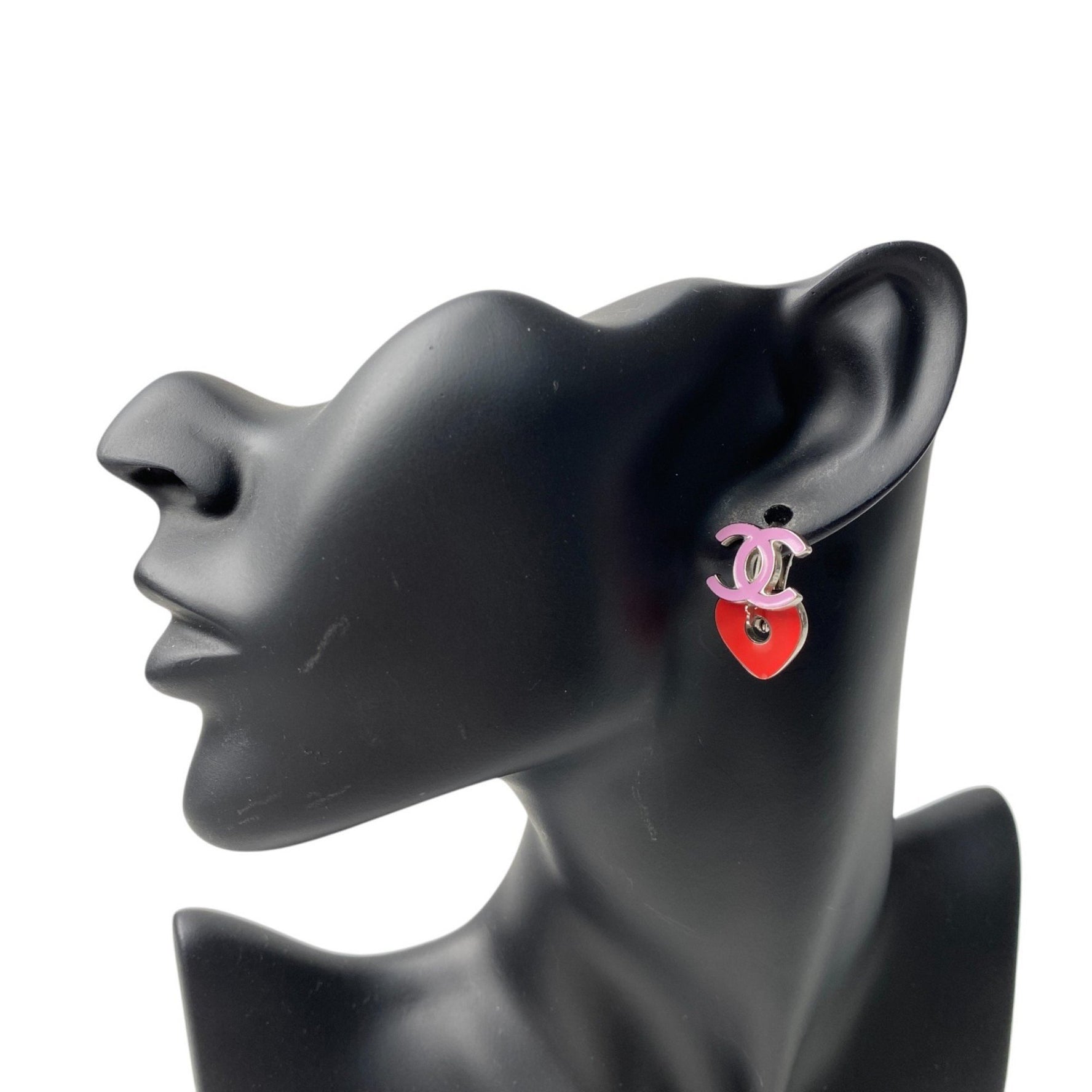CHANEL Coco Mark Heart Earrings Removable