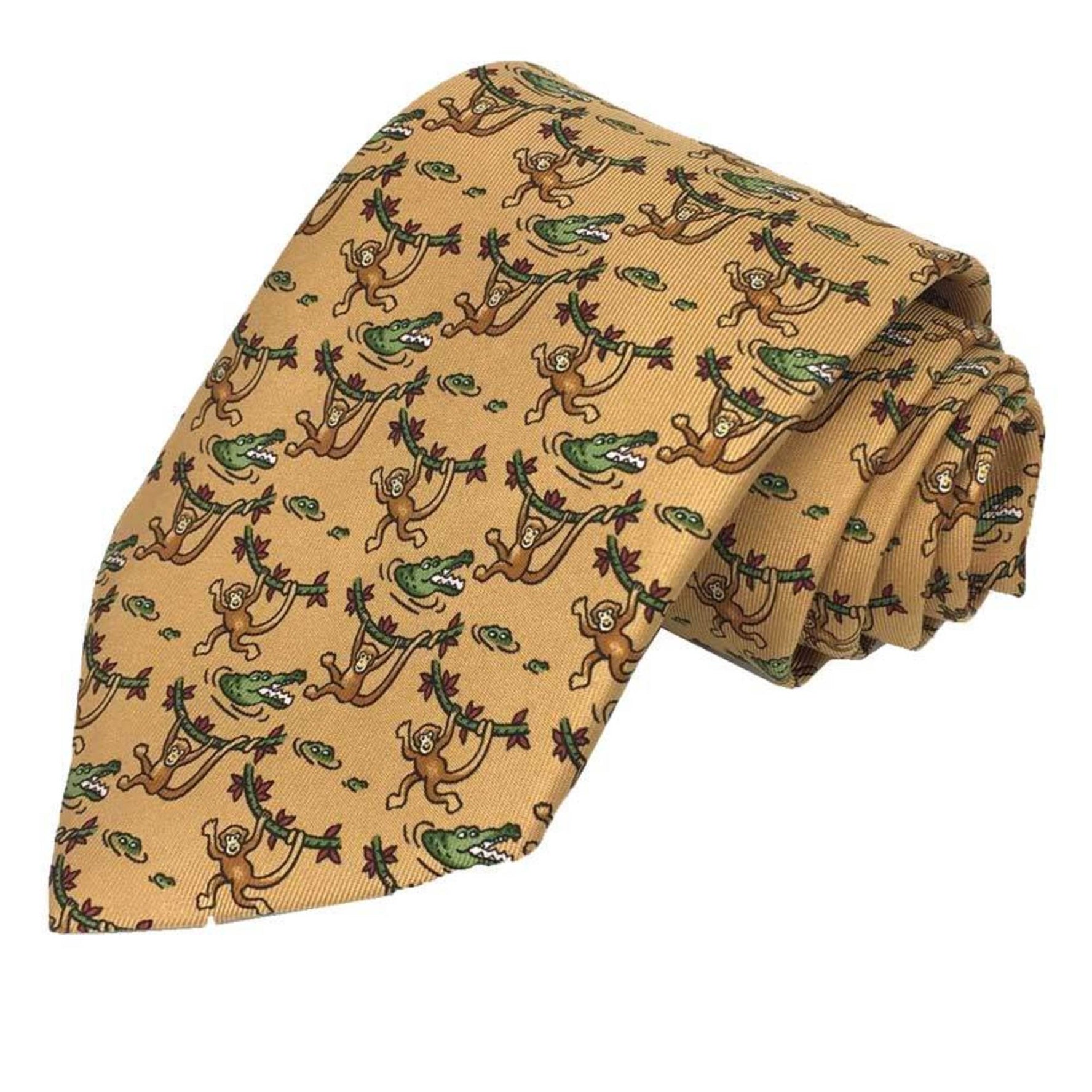 Hermes Necktie Silk Twill Tie Monkey Light Small