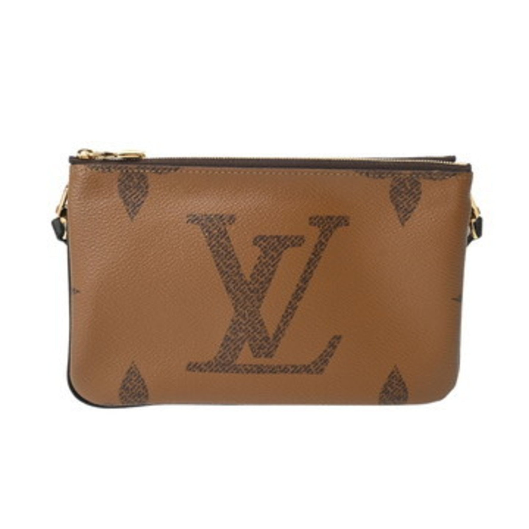 LOUIS VUITTON Monogram Giant Reverse Double Zip Pochette Canvas Shoulder Bag