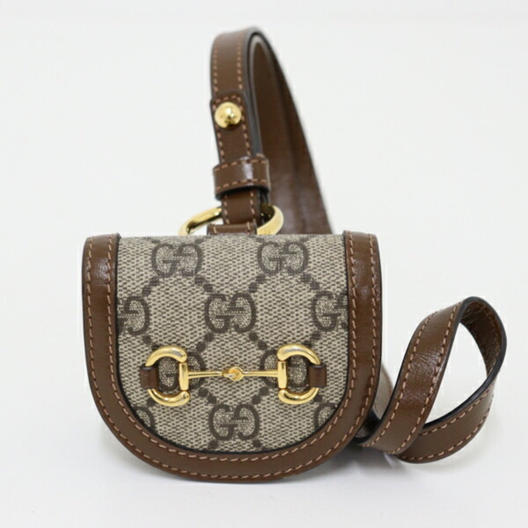 GUCCI Horsebit Airpods Case GG Supreme Canvas Beige