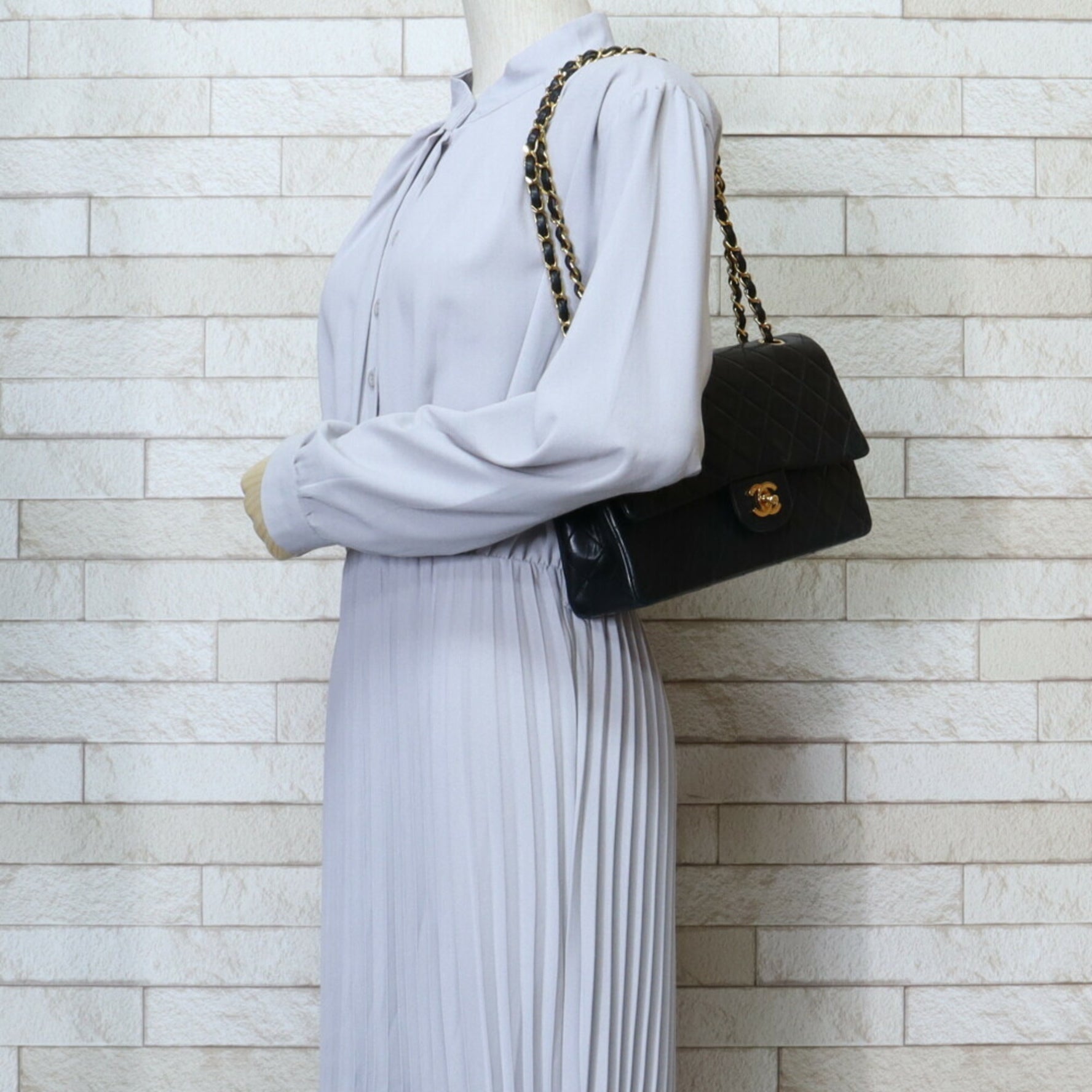 Chanel Matelasse Shoulder Bag Lambskin Double Chain Flap