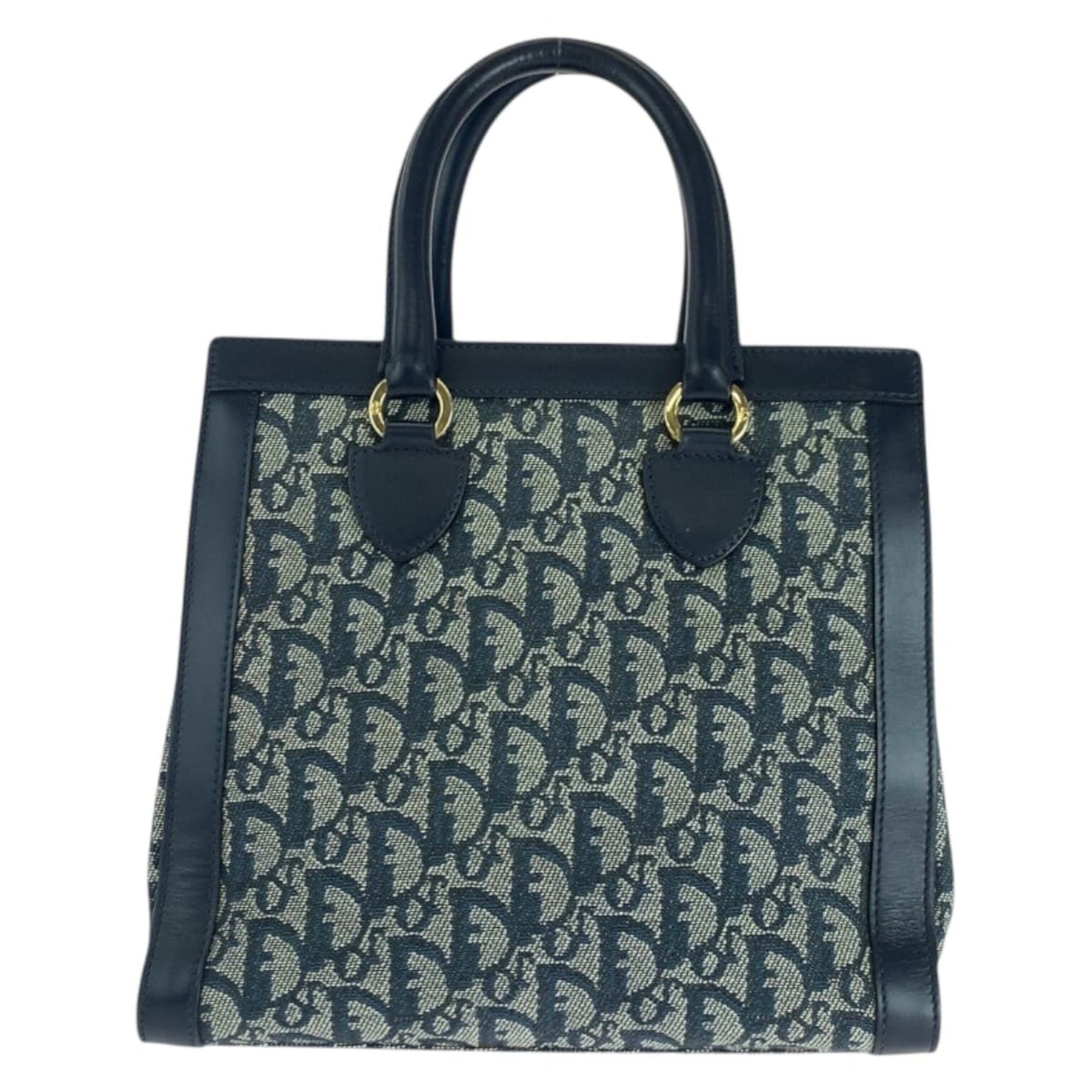 Christian Dior Dior Vintage Trotter Gold Hardware Canvas Leather Tote Bag Handbag