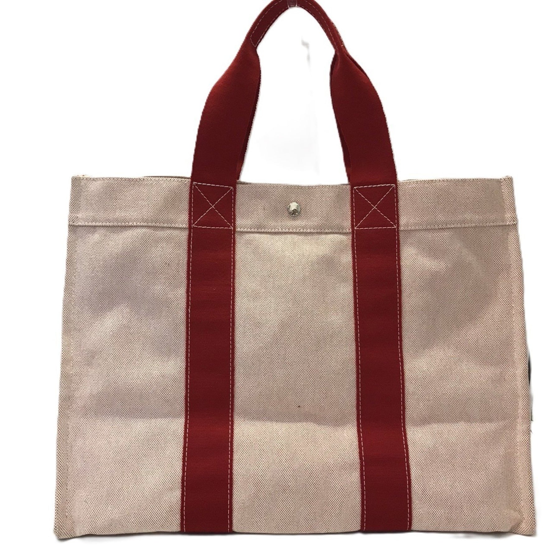 Hermes Bora GM Handbag Red Tote Bag Canvas Fabric