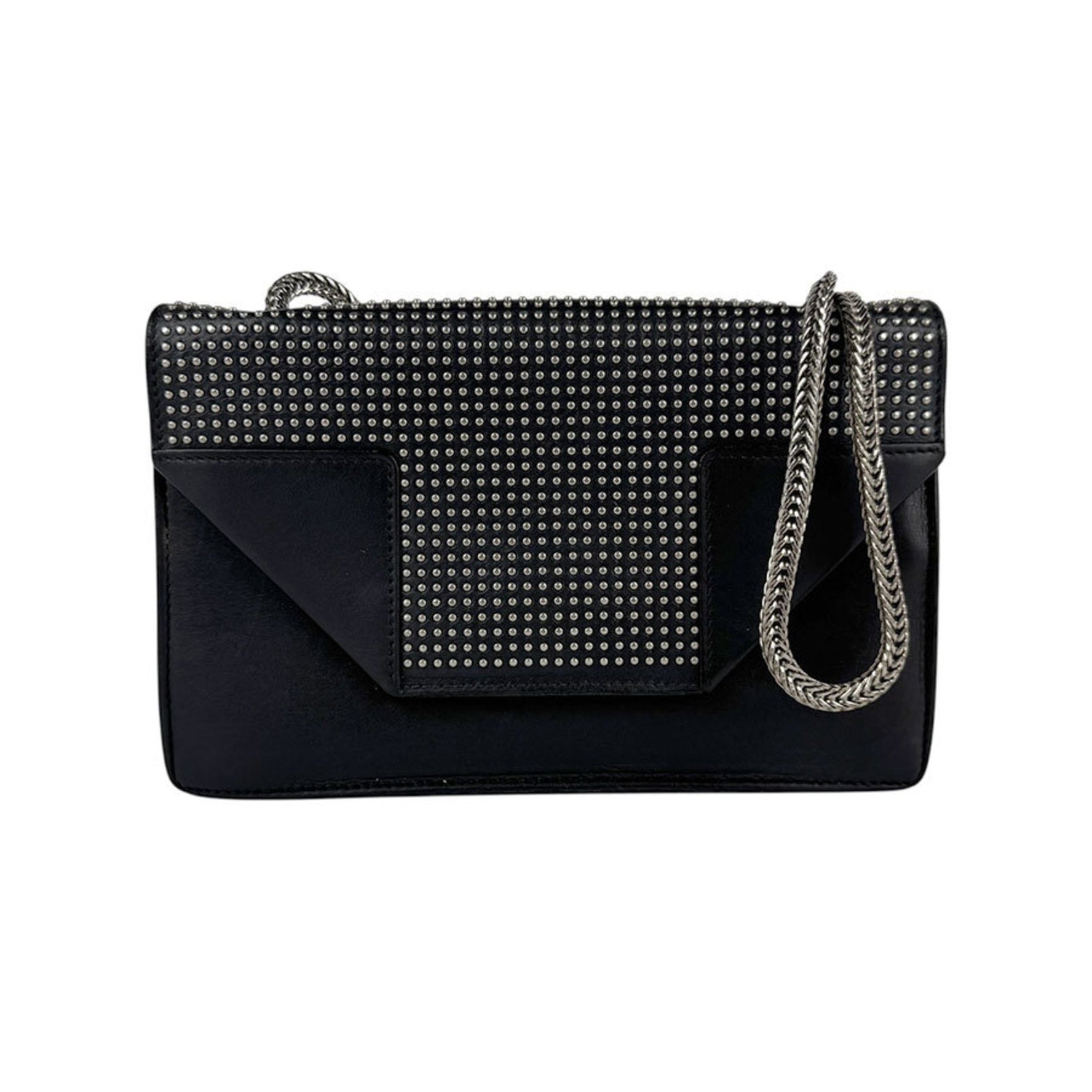 Saint Laurent shoulder bag in leather, metal, black and silver