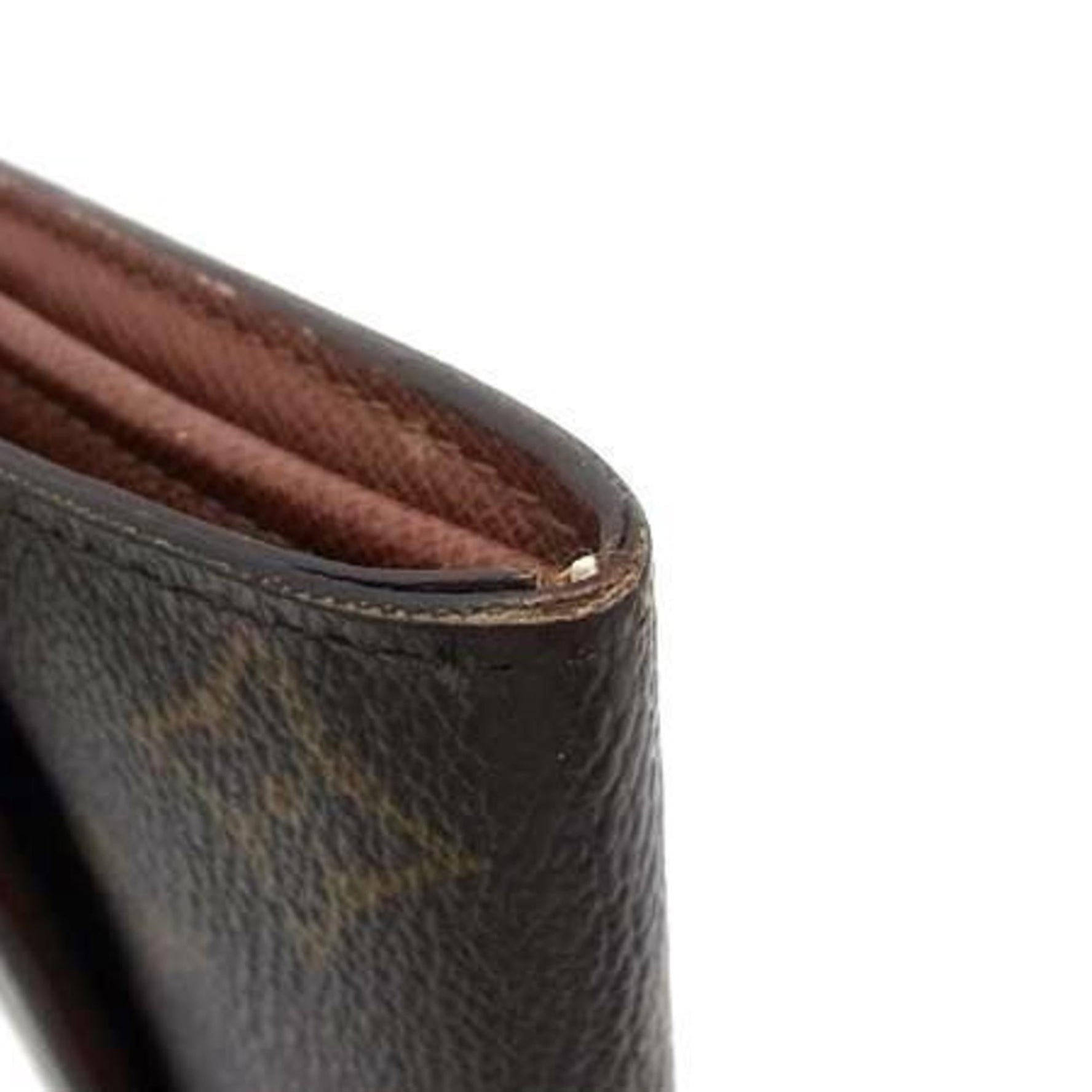 LOUIS VUITTON Monogram Pochette Porte Monnaie Credit Brown Leather Bifold Long Wallet