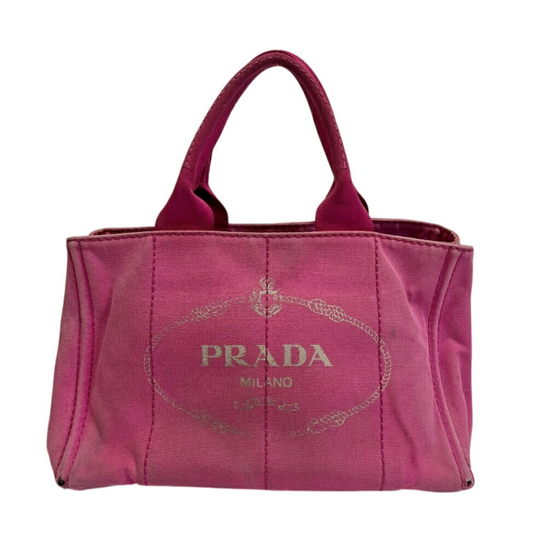 PRADA Canapa Triangle Plate Handbag