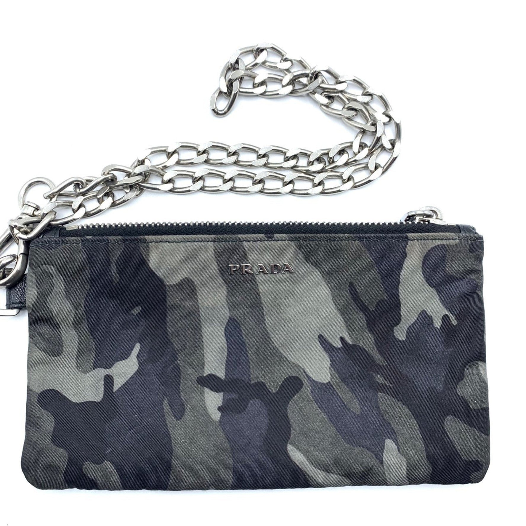 Prada Chain Wallet/Coin Case Pouch Tessuto Nylon