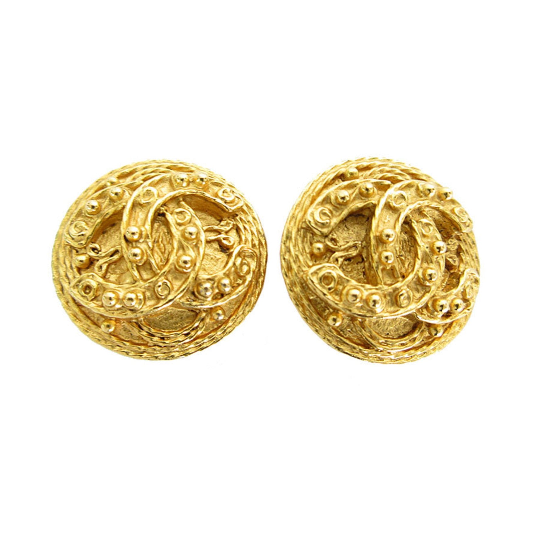CHANEL Coco Mark Metal Earrings