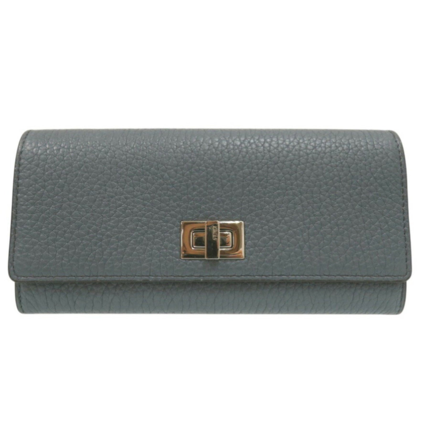 Fendi PEEKABOO Bifold Continental Wallet Long Light Blue Leather