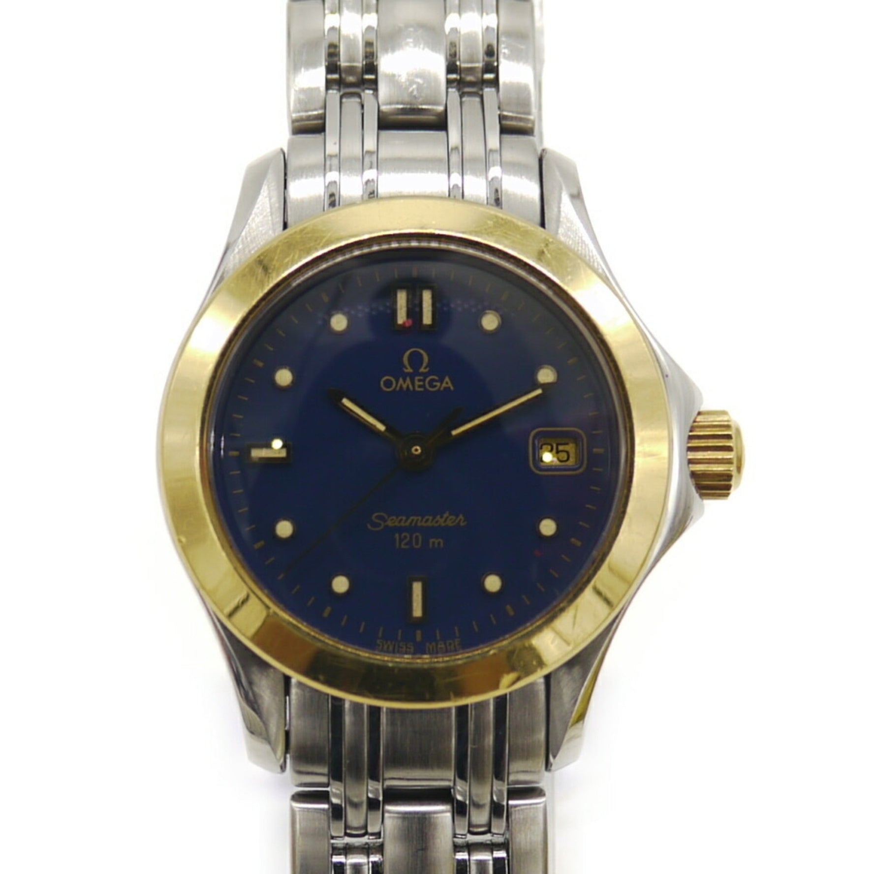OMEGA Seamaster 120 Quartz Watch, Gold Two-tone with Blue Dial, 196.1501