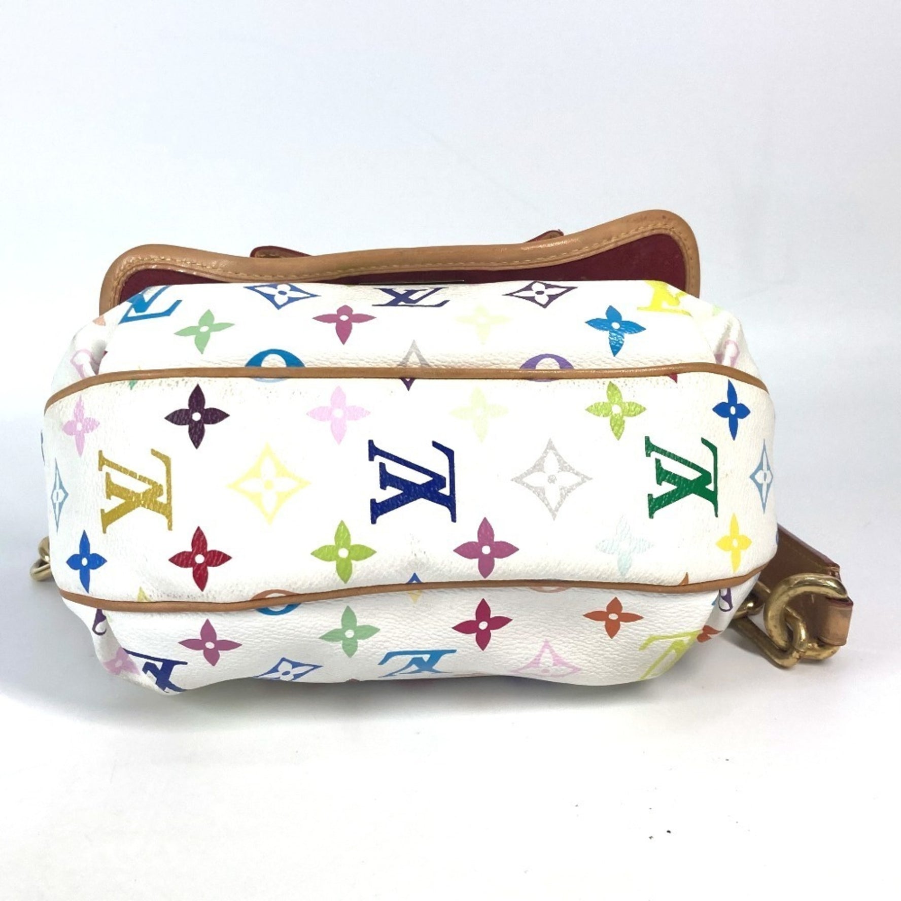 Louis Vuitton Monogram Multicolor Patty Ribbon Chain Shoulder Flap Handbag Bag Canvas Blanc White