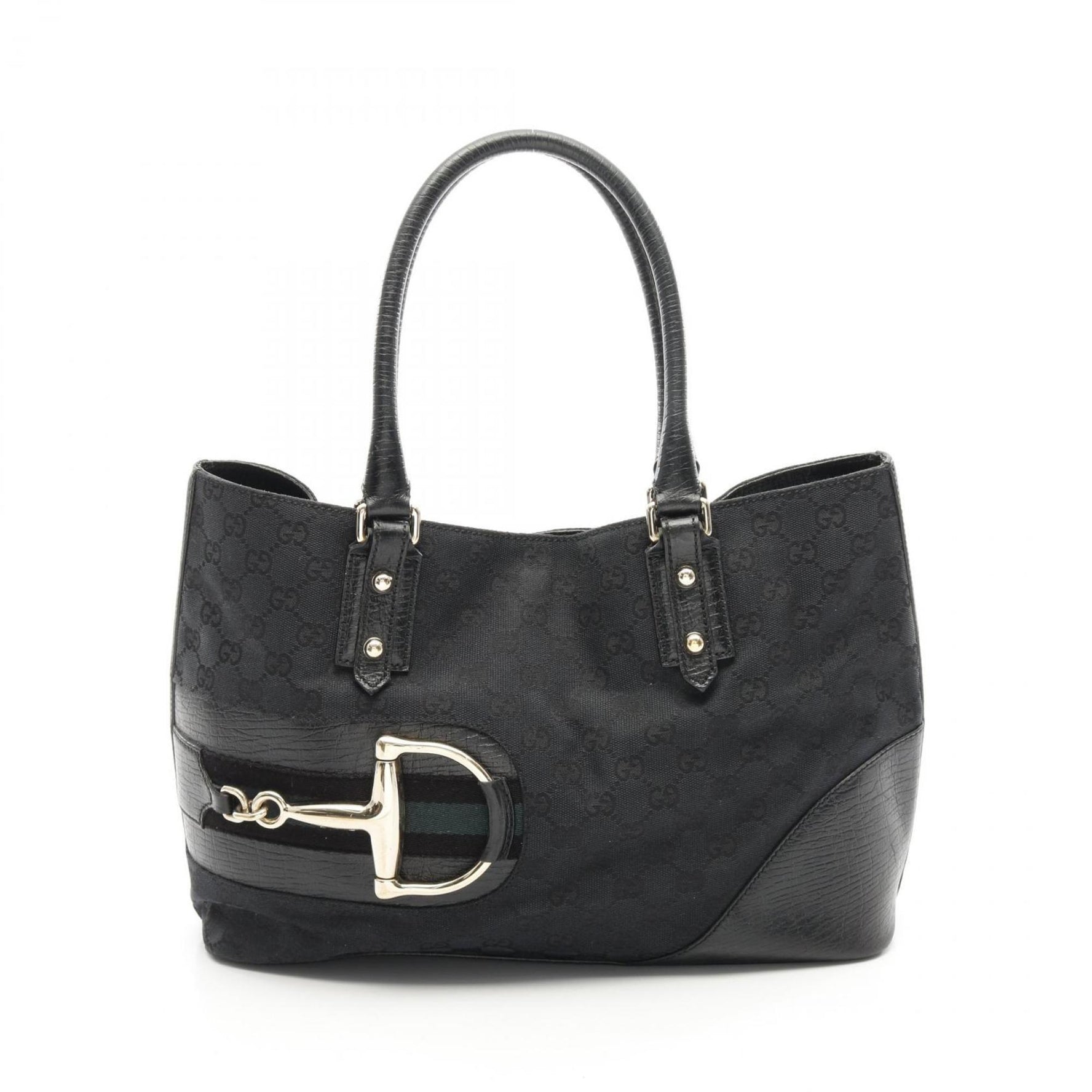 GUCCI Hustler Bit GG Canvas Tote Bag Leather