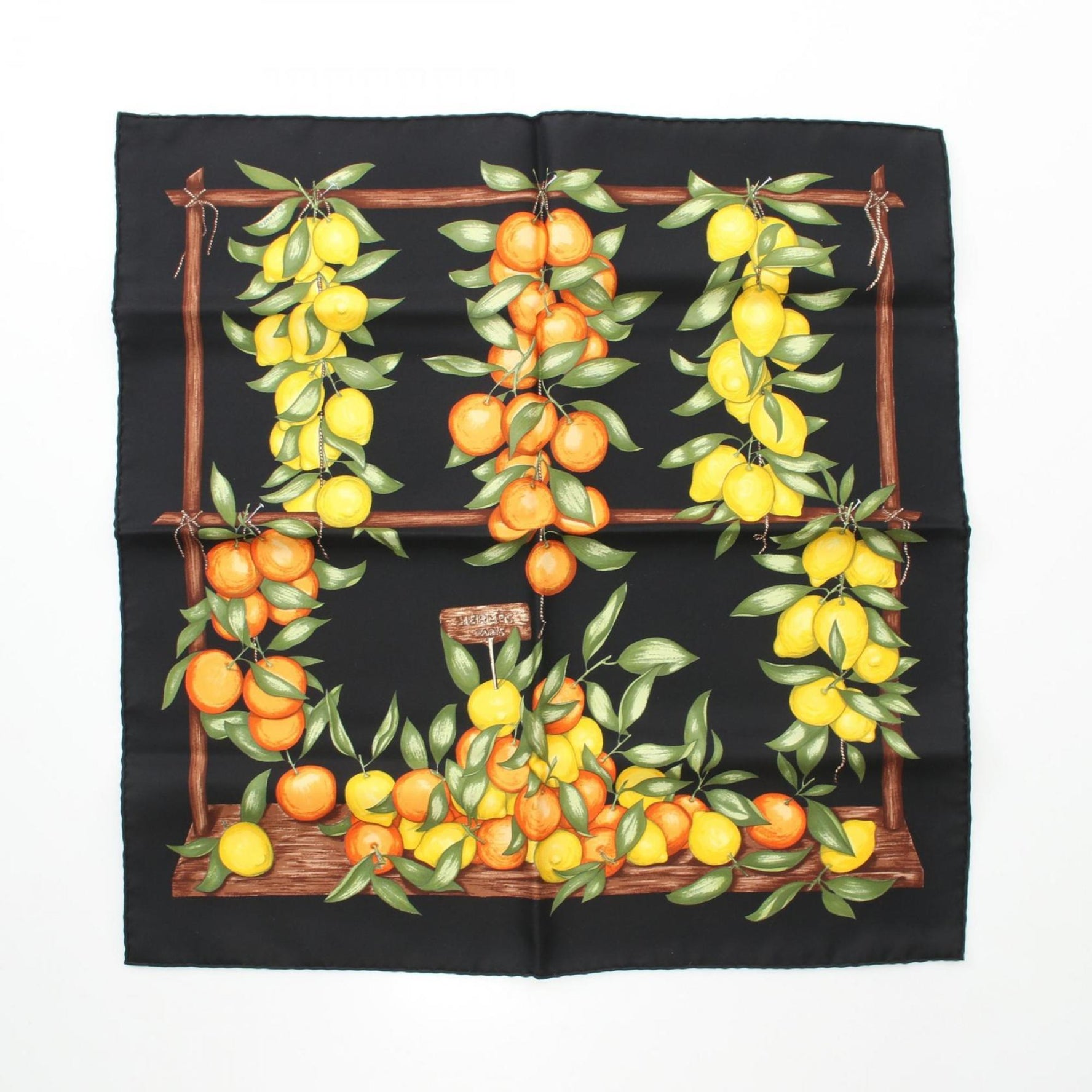 Hermes Petit Carre 45 Scarf Silk Black Multicolor
