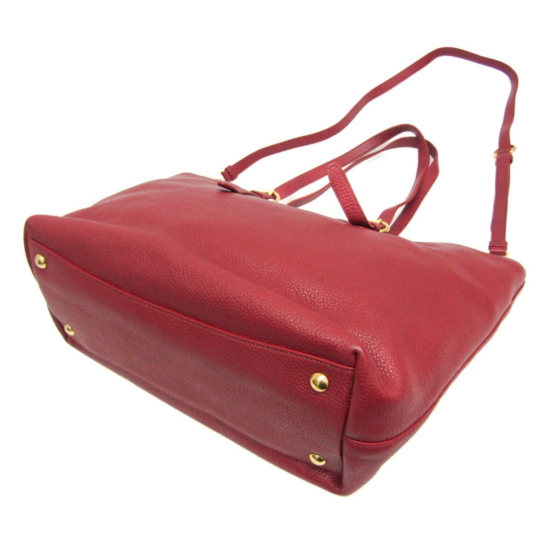 Miu Miu Leather Shoulder Bag,Tote Bag Dark Red