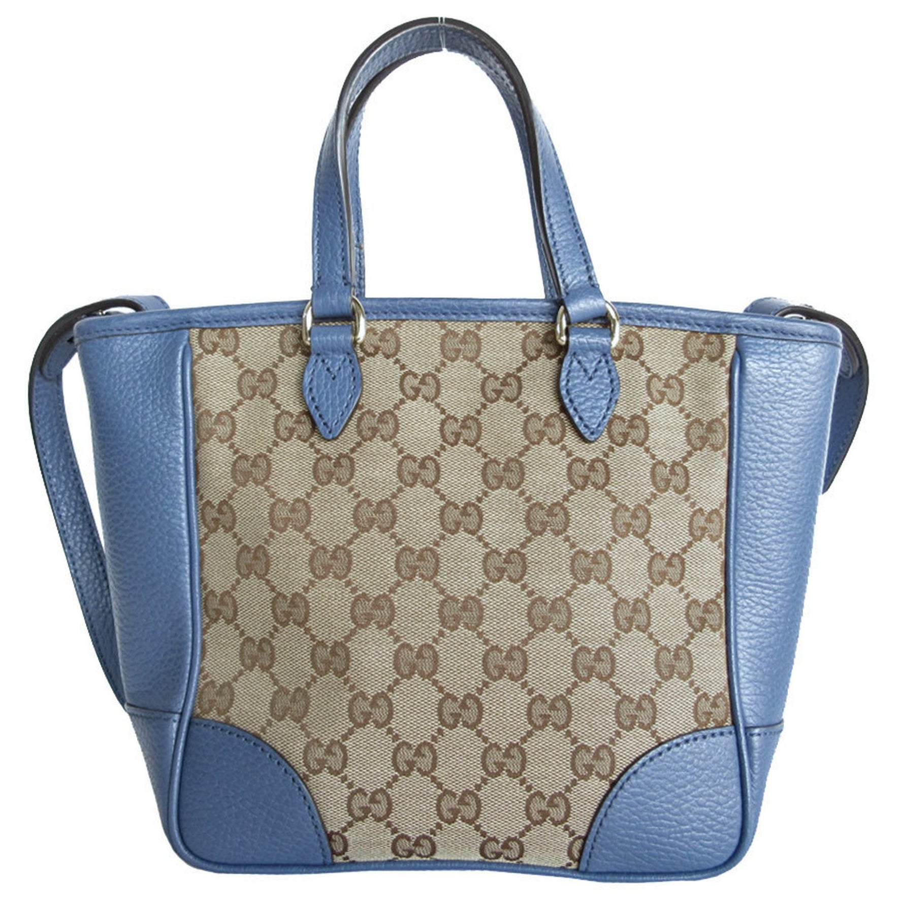 GUCCI Handbag Shoulder Bag GG Canvas Leather Beige Brown Blue