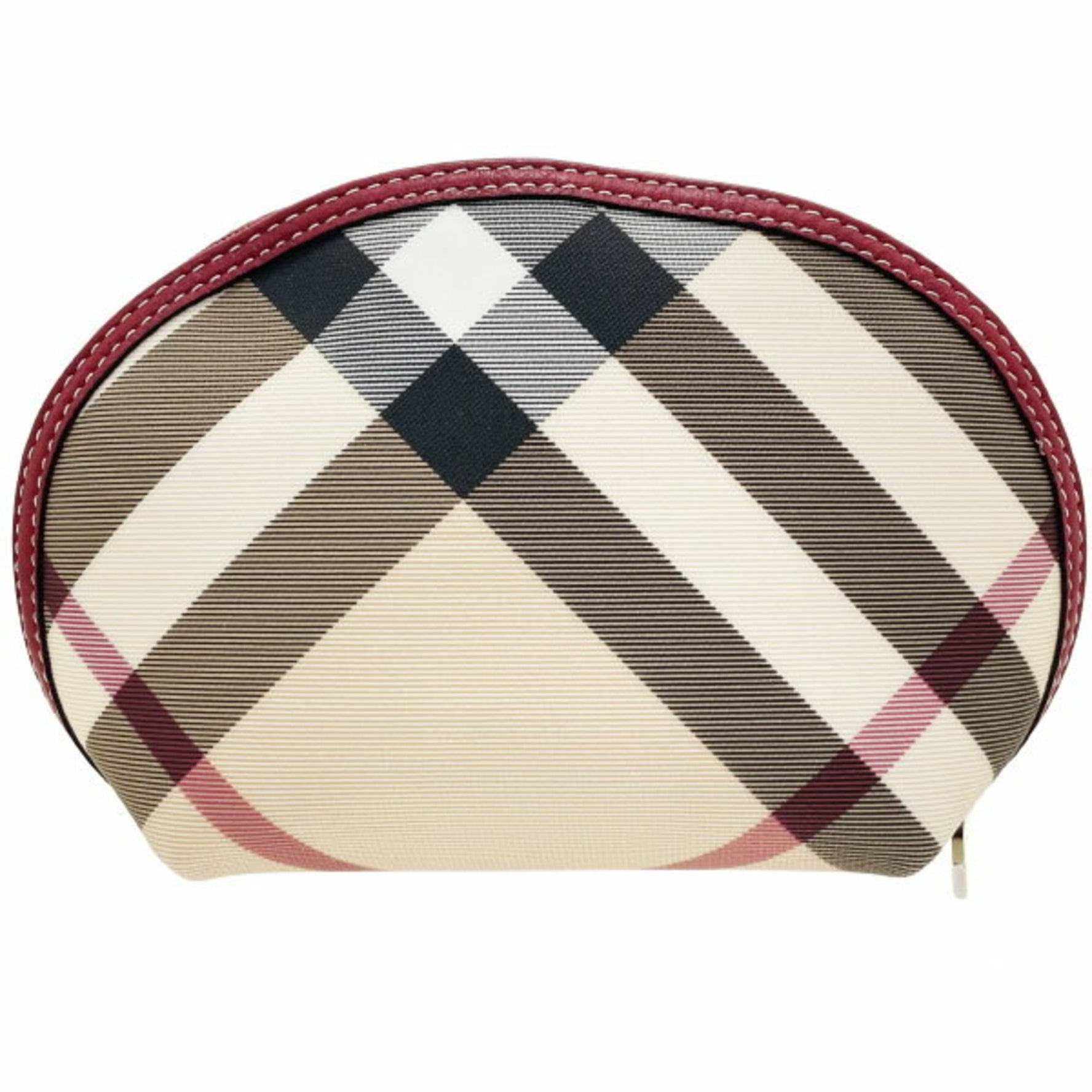 Burberry London Pouch Check PVC Beige Multicolor Red LONDON Pattern Tick