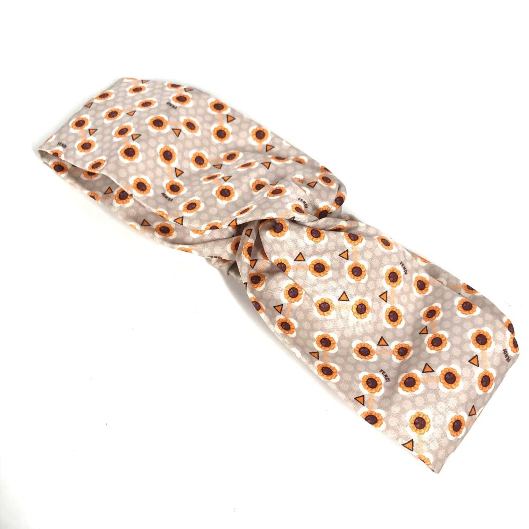 FENDI Hair Flower Headband Silk Grey