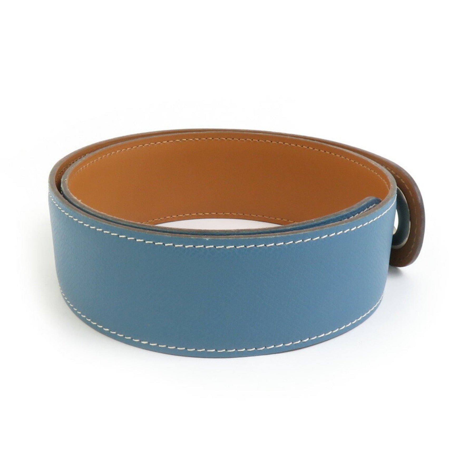 Hermes Belt Scarf Muffler Leather Silver