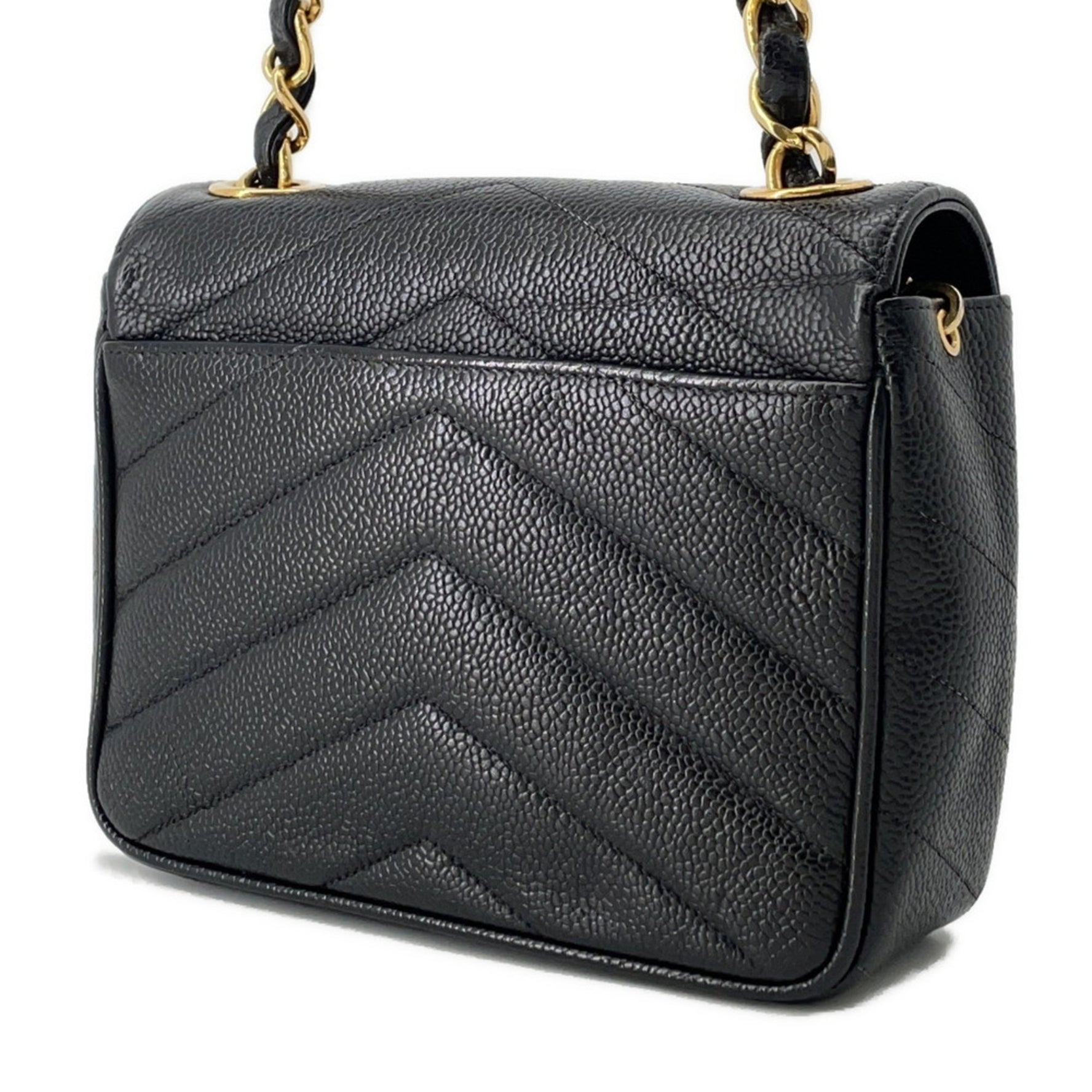 Chanel Chain Shoulder Bag V Stitch Chevron Caviar Skin