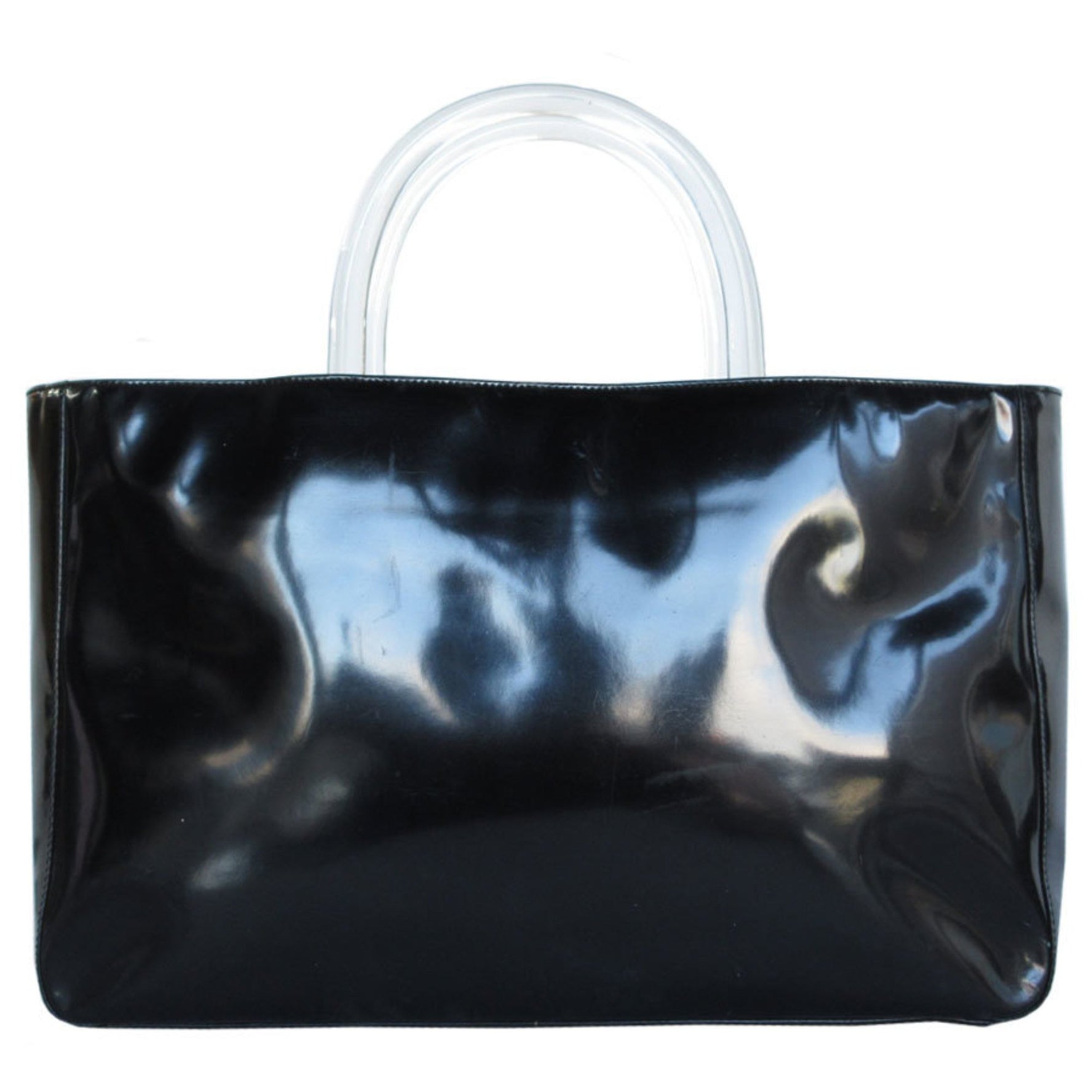 PRADA handbag leather plastic black ladies s0461a