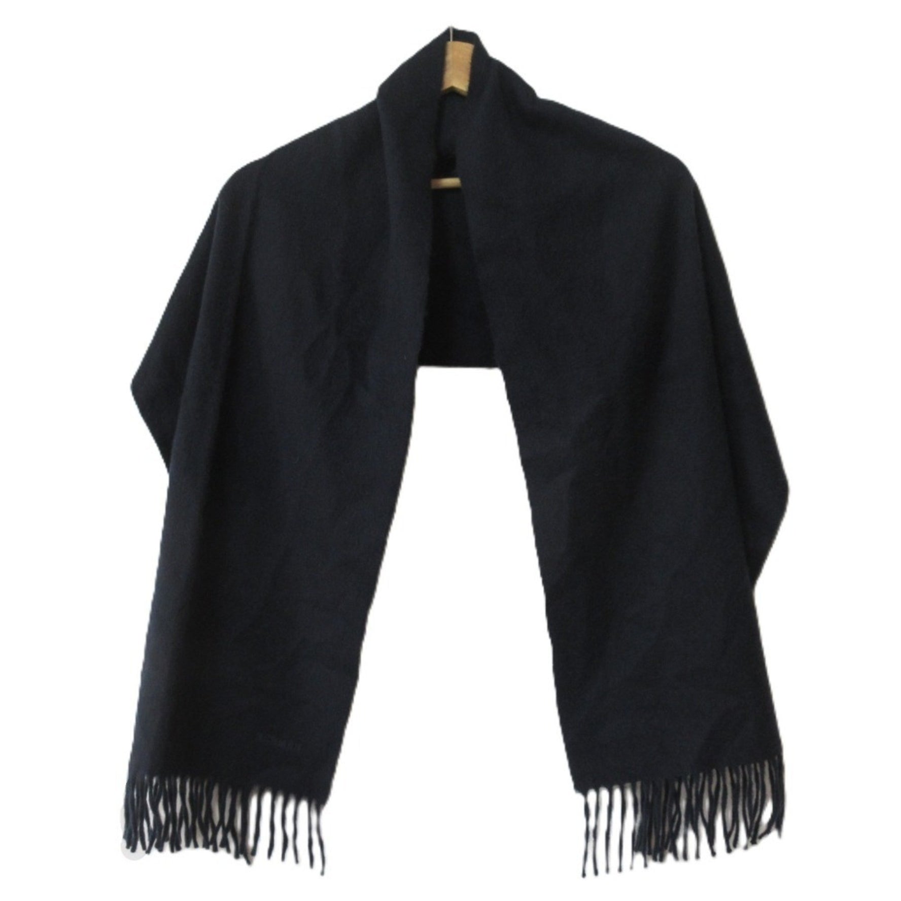 HERMES 100% cashmere, logo embroidered, fringe, scarf