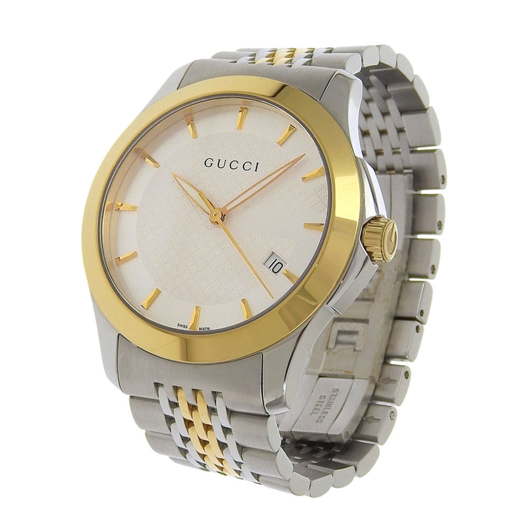 Gucci G Timeless Watch, Stainless Steel, Quartz Analog Display, White Dial
