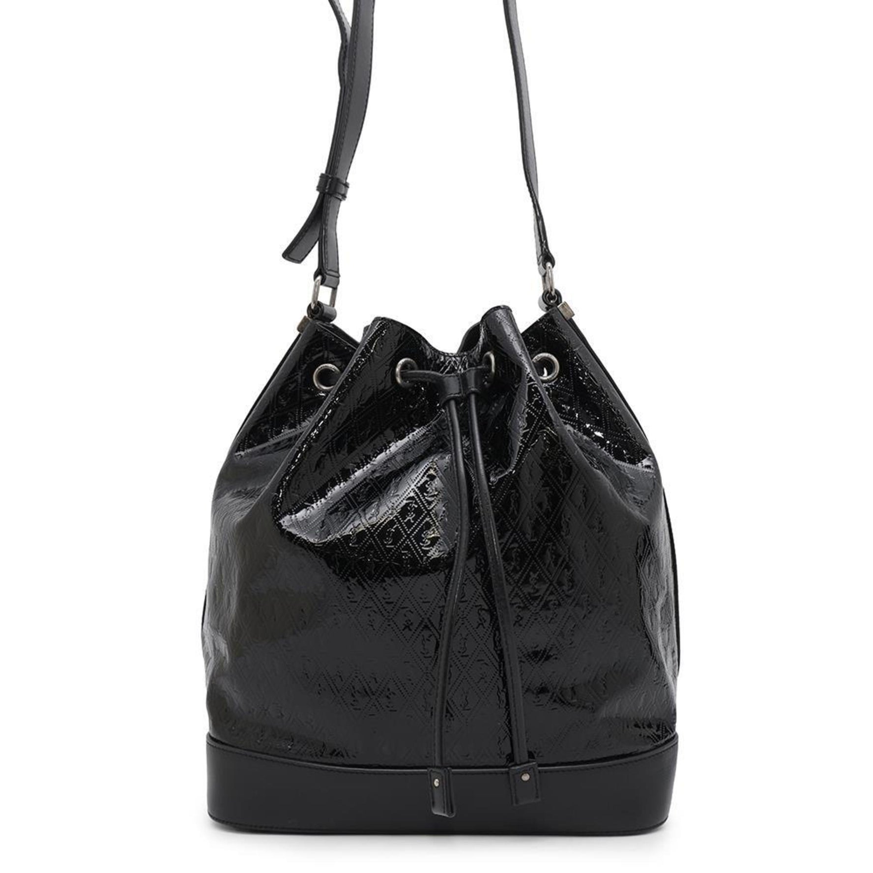Saint Laurent Shoulder Bag Monogram Allover Bucket Patent Leather