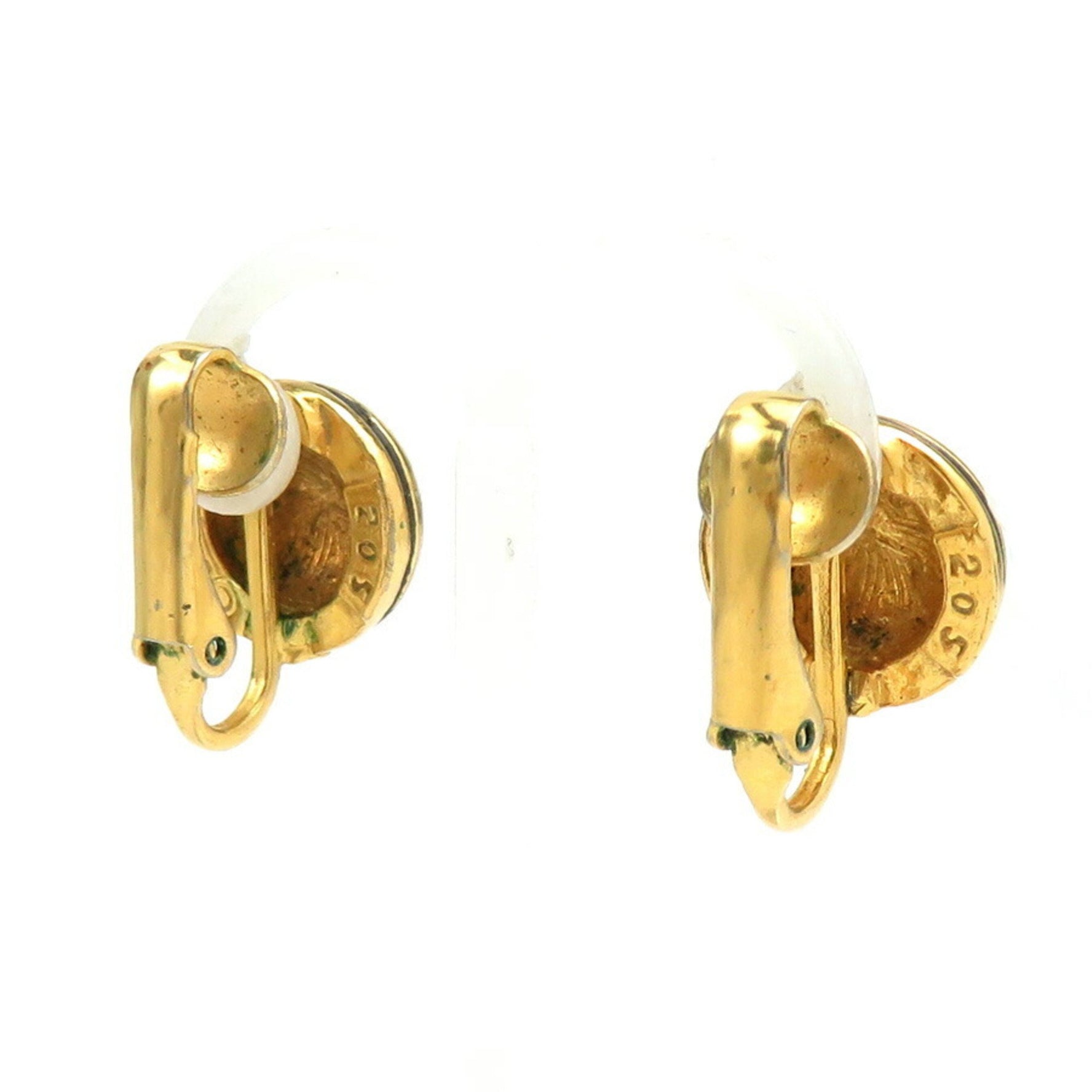 CHANEL Earrings Coco Mark Metal Gold Black