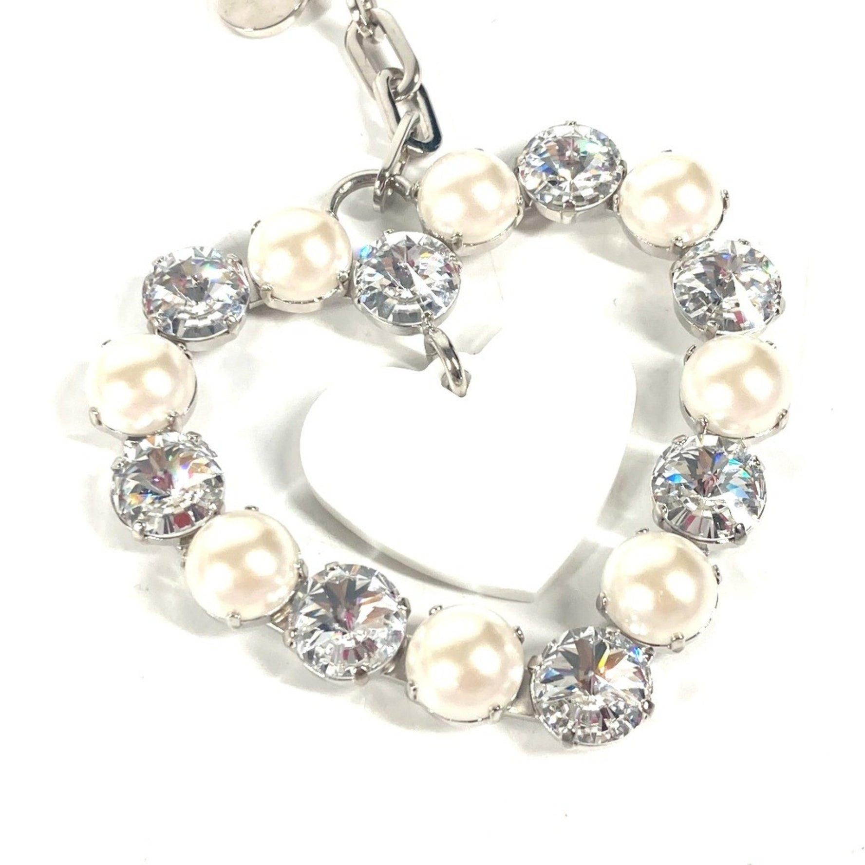 Miu Miu MIU Miu Rhinestone Heart Bag Charm Keychain Metal