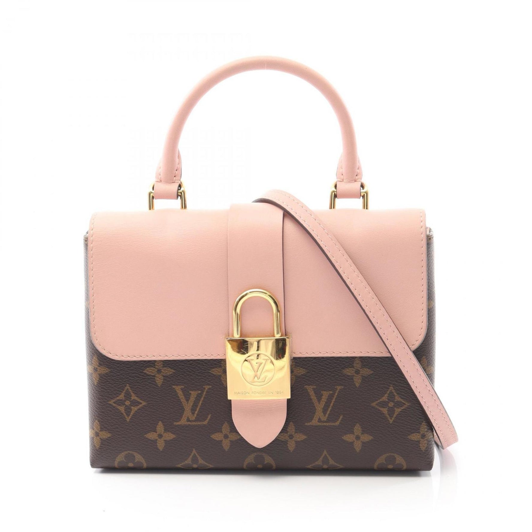 Louis Vuitton Rocky BB Handbag, Coated Canvas and Leather, Monogram, Brown Pink