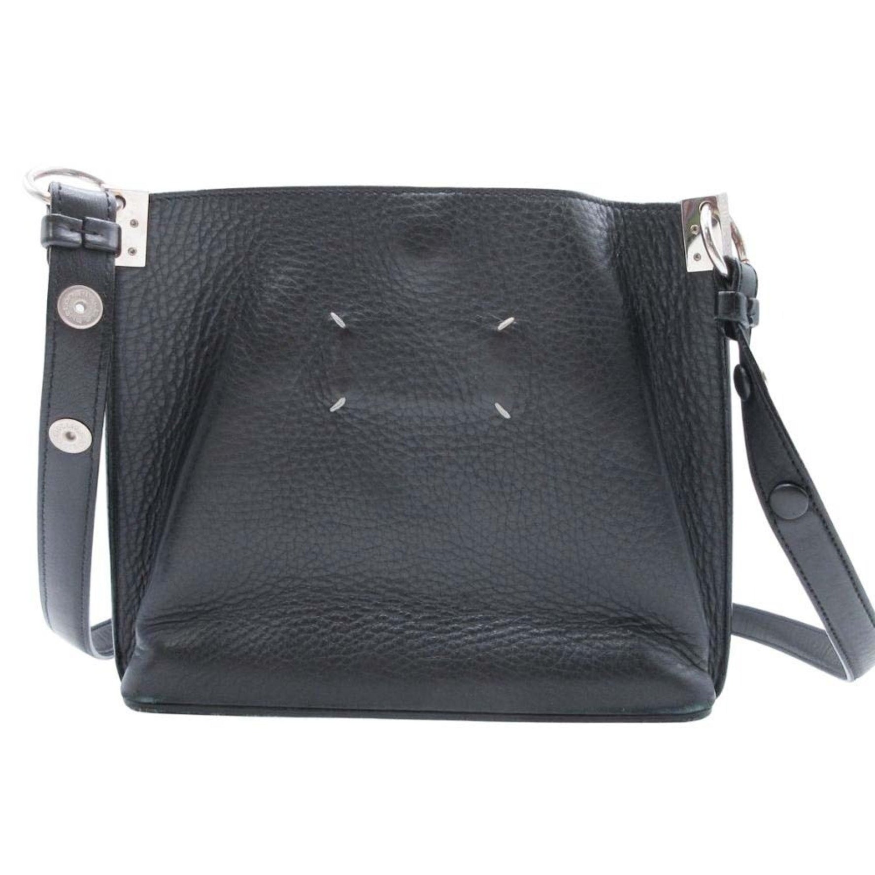 Maison Margiela 11 Leather Shoulder Bag, 4-Stitch Crossbody, Black, Women's