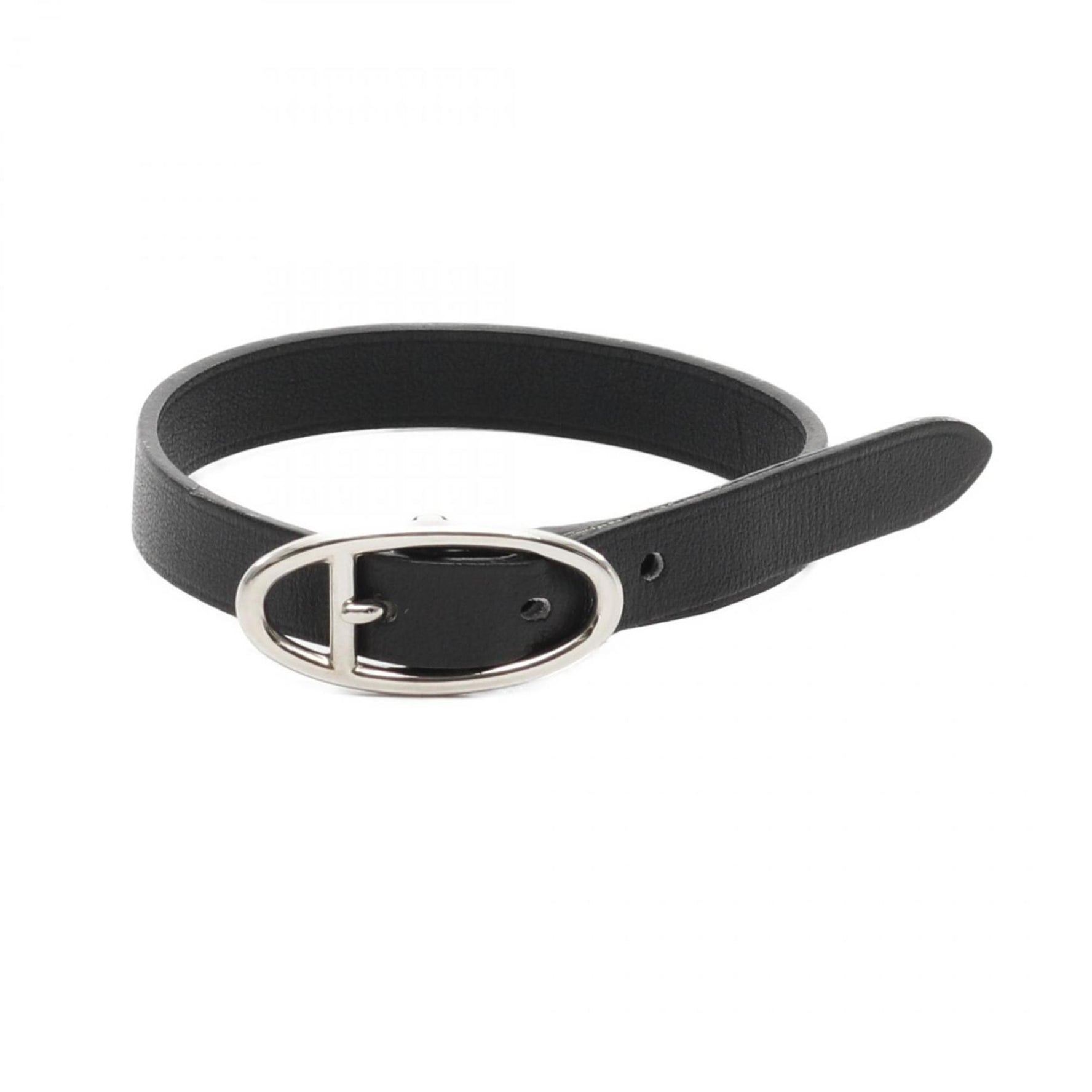 Hermes Bracelet Leather Black Silver