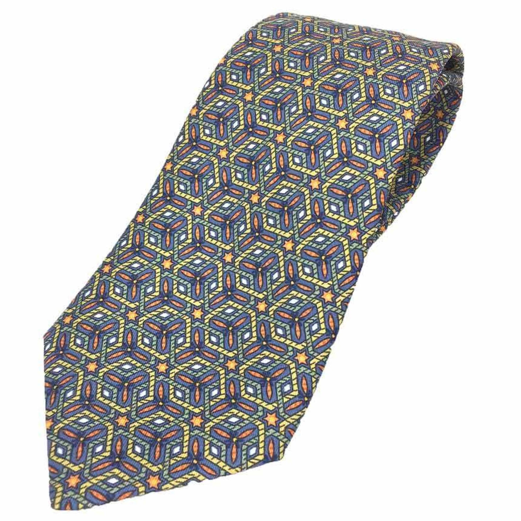 Hermes tie star kaleidoscope silk multicolor