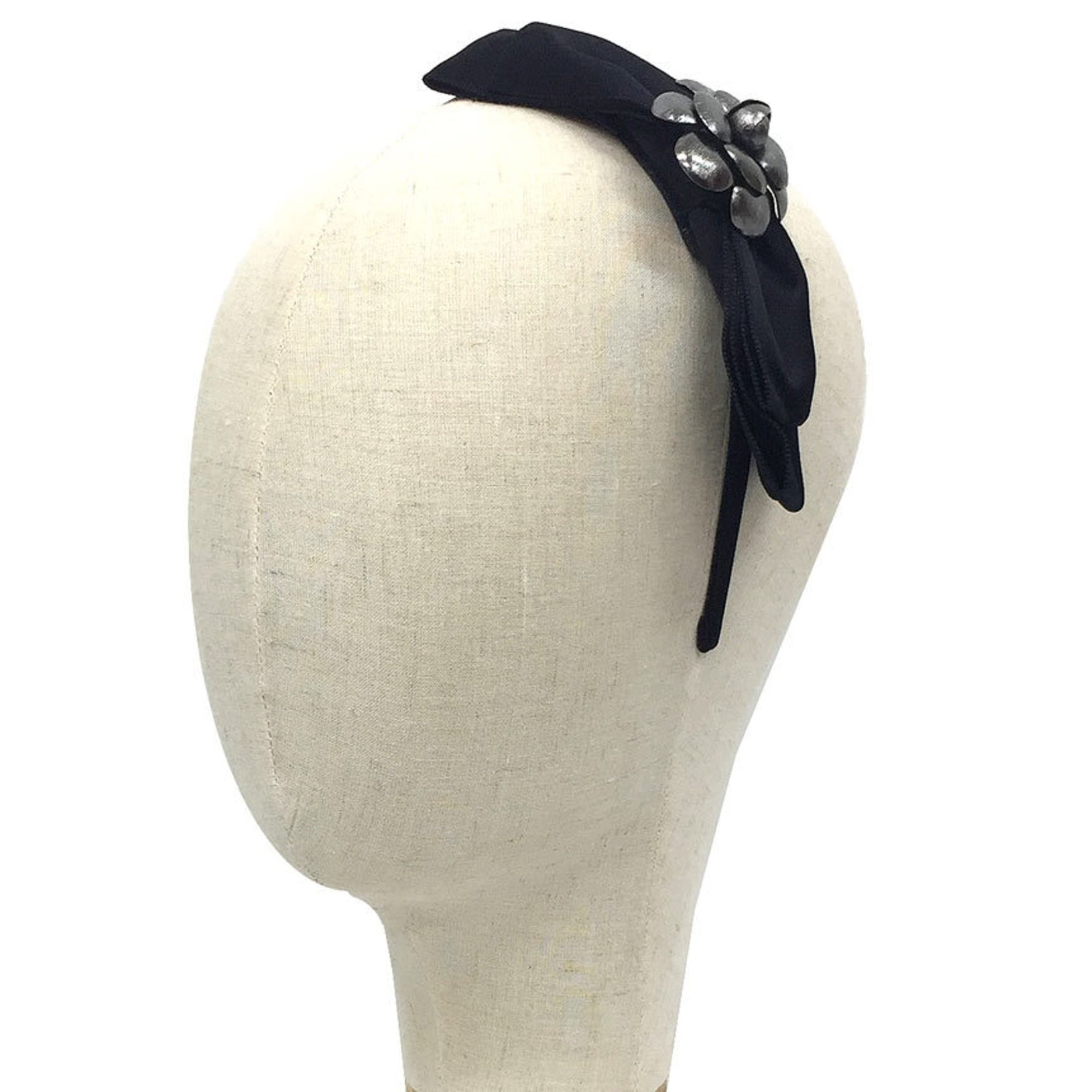 CHANEL Camellia Headband Black Hair