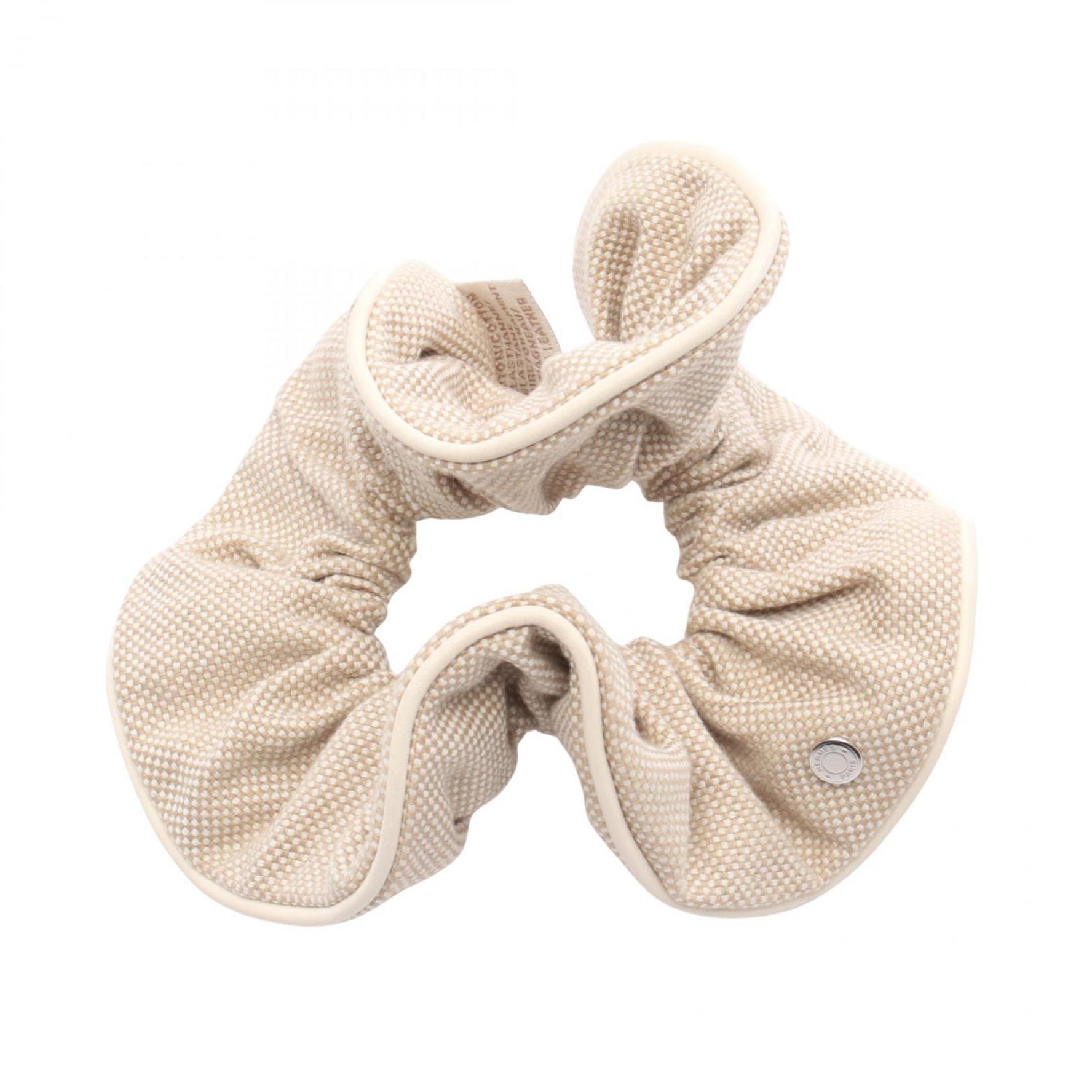Hermes Hermès Claudia Plan Air Scrunchie, Cotton Toile H, Beige/White, DETU