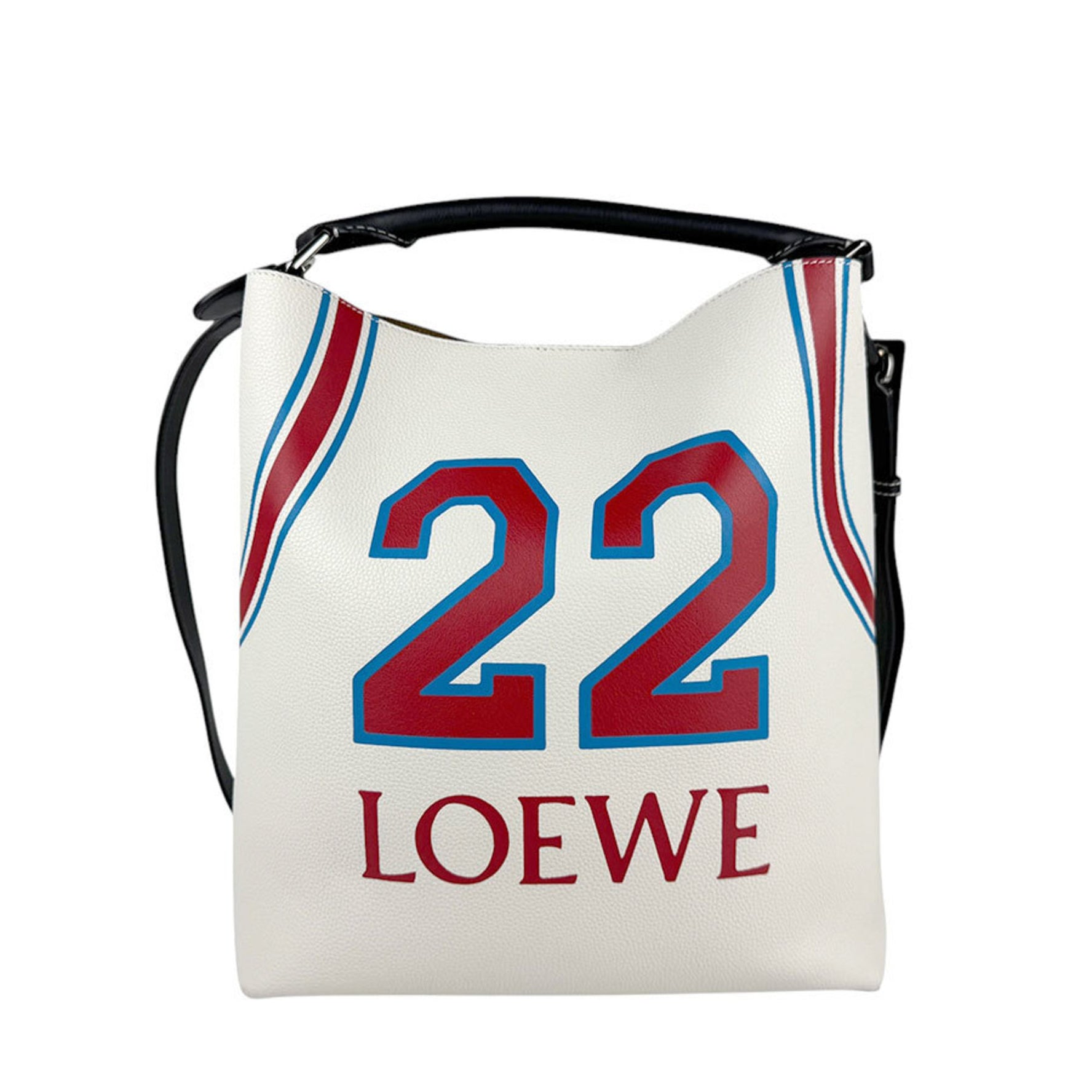 LOEWE Handbag Shoulder Bag T Bucket Leather Off-White Red Blue Black Silver