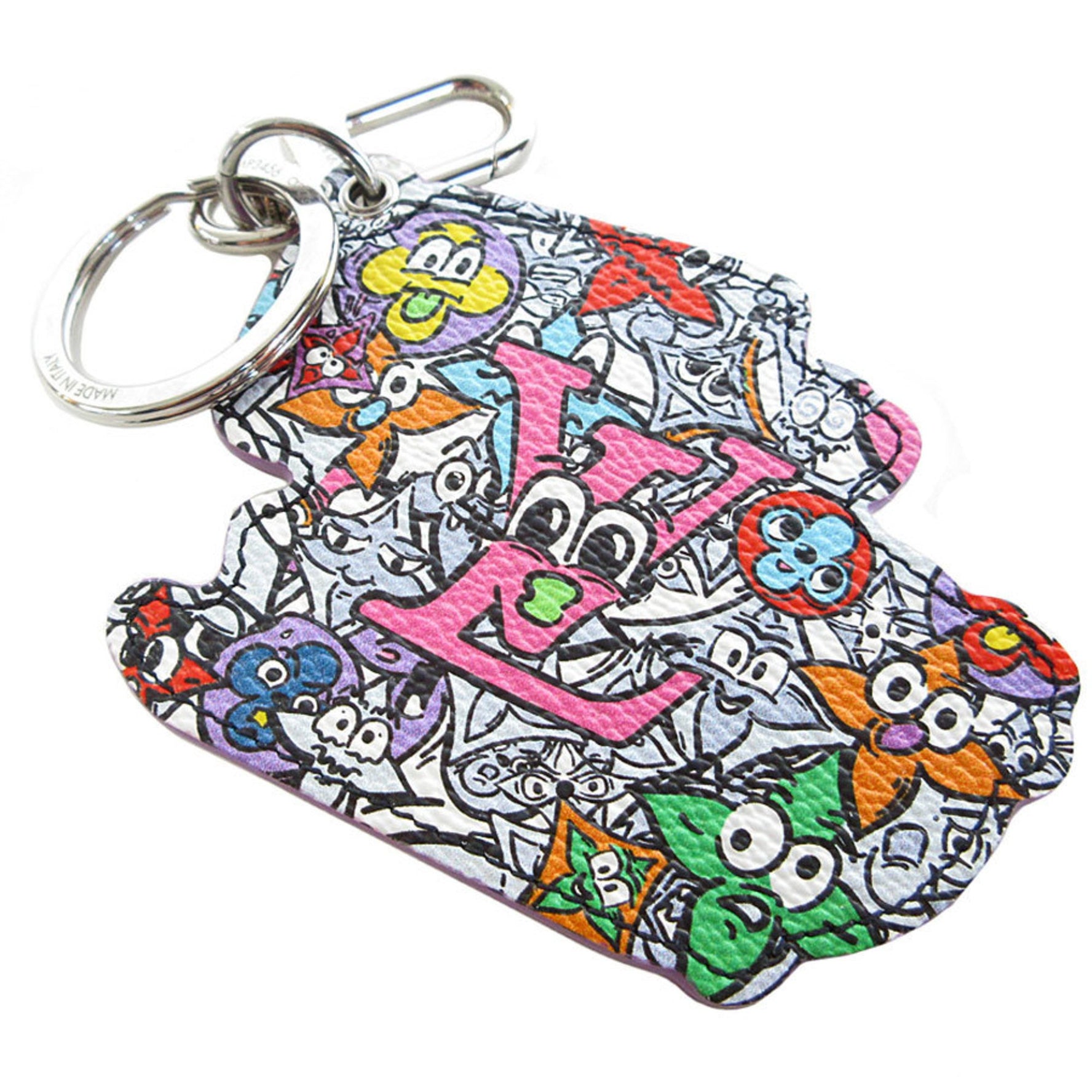 Louis Vuitton Charm Keyring Monogram Comics MNG COMICS Leather Metal Multicolor Silver Men's