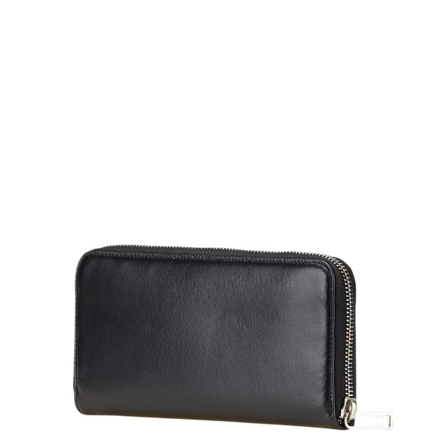Saint Laurent YSL logo long wallet with round zipper, leather