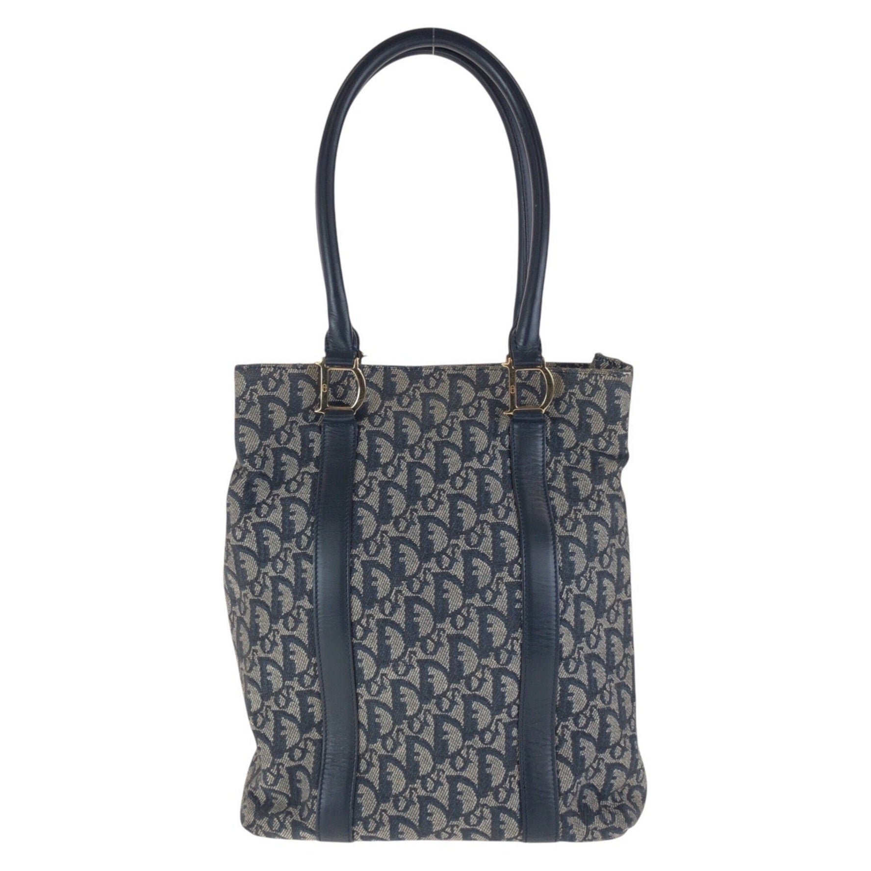 Christian Dior Dior Trotter Gold Hardware Canvas Leather Tote Bag Shoulder
