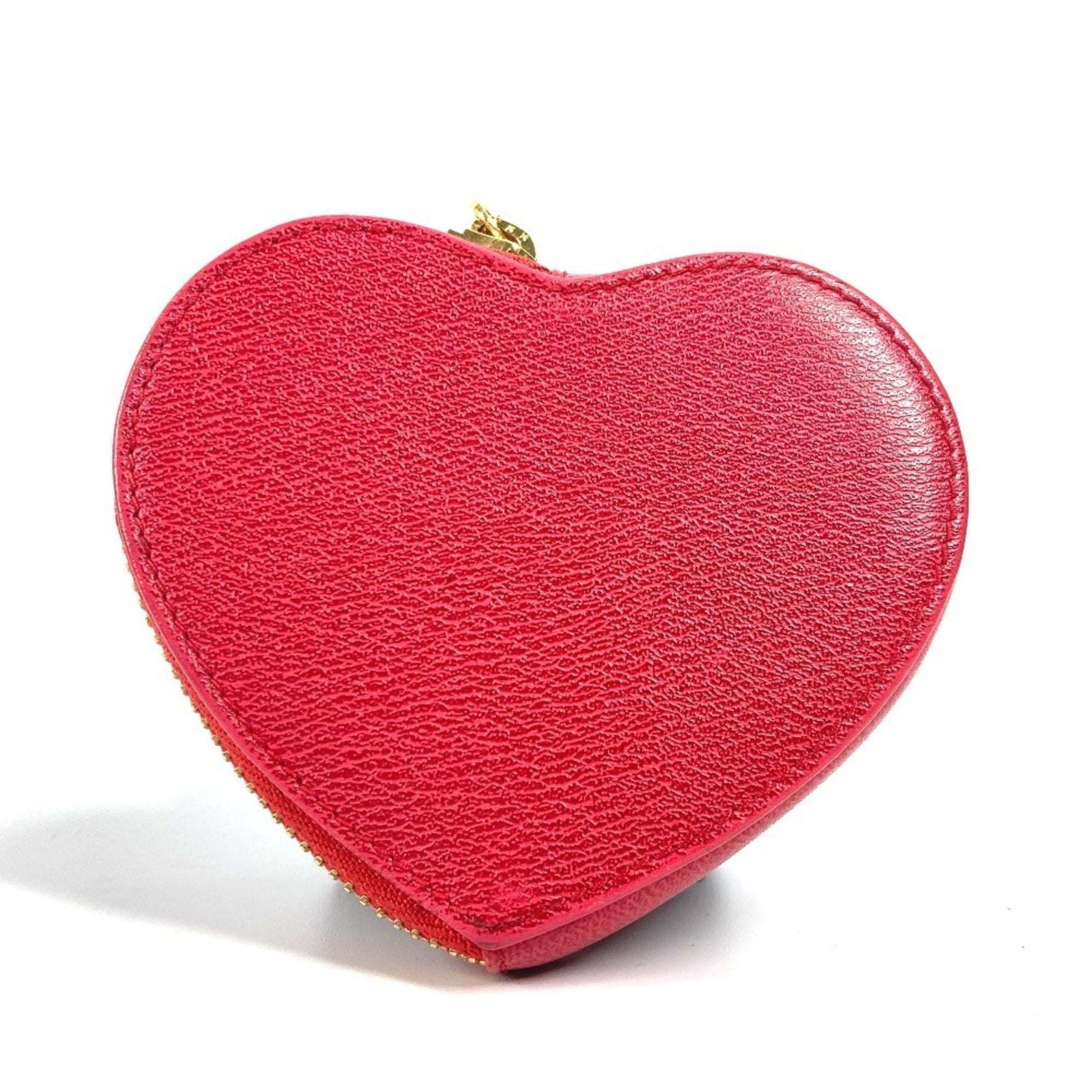 LOEWE Anagram Logo Heart Wallet Coin Purse Wallet/Coin Case Leather Red