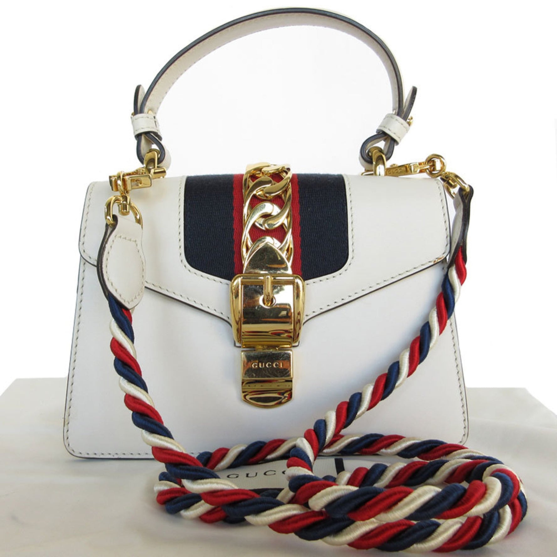 GUCCI Handbag Shoulder Bag Sylvie Leather Gold