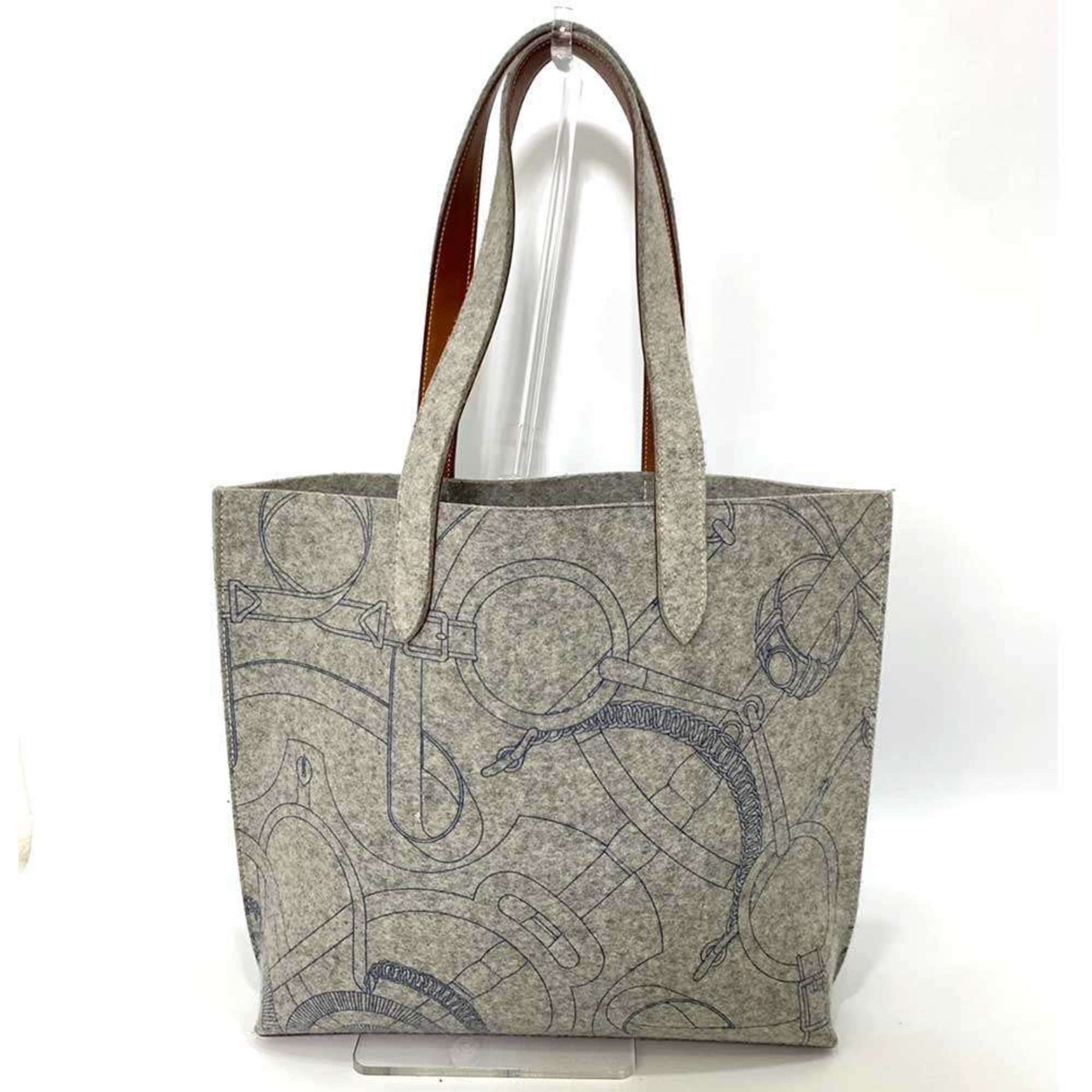 Hermes Bag Karimi MM Grey Tote and Men, Felt x Leather
