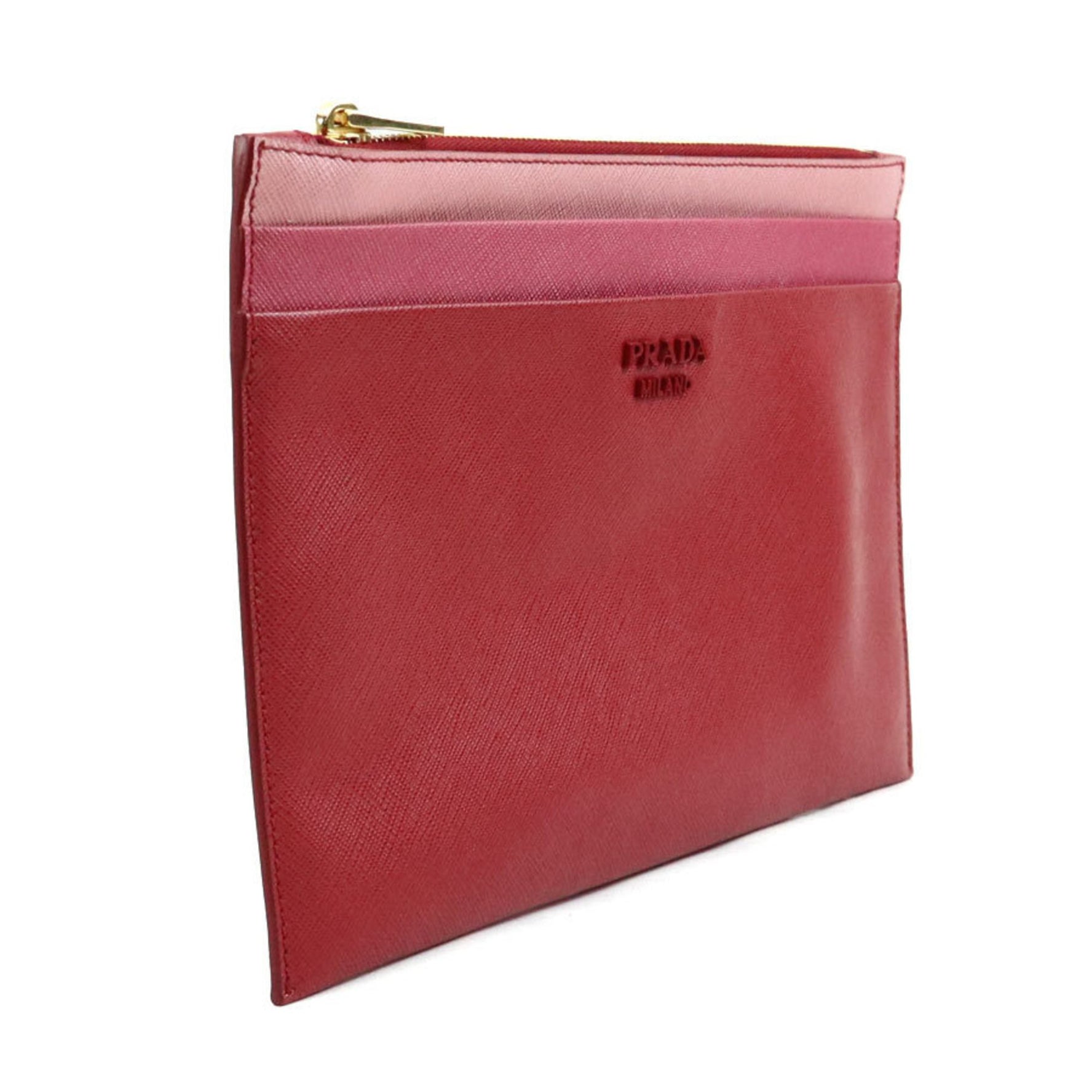 PRADA clutch bag leather red x pink men's women's 1NG017 h30836a