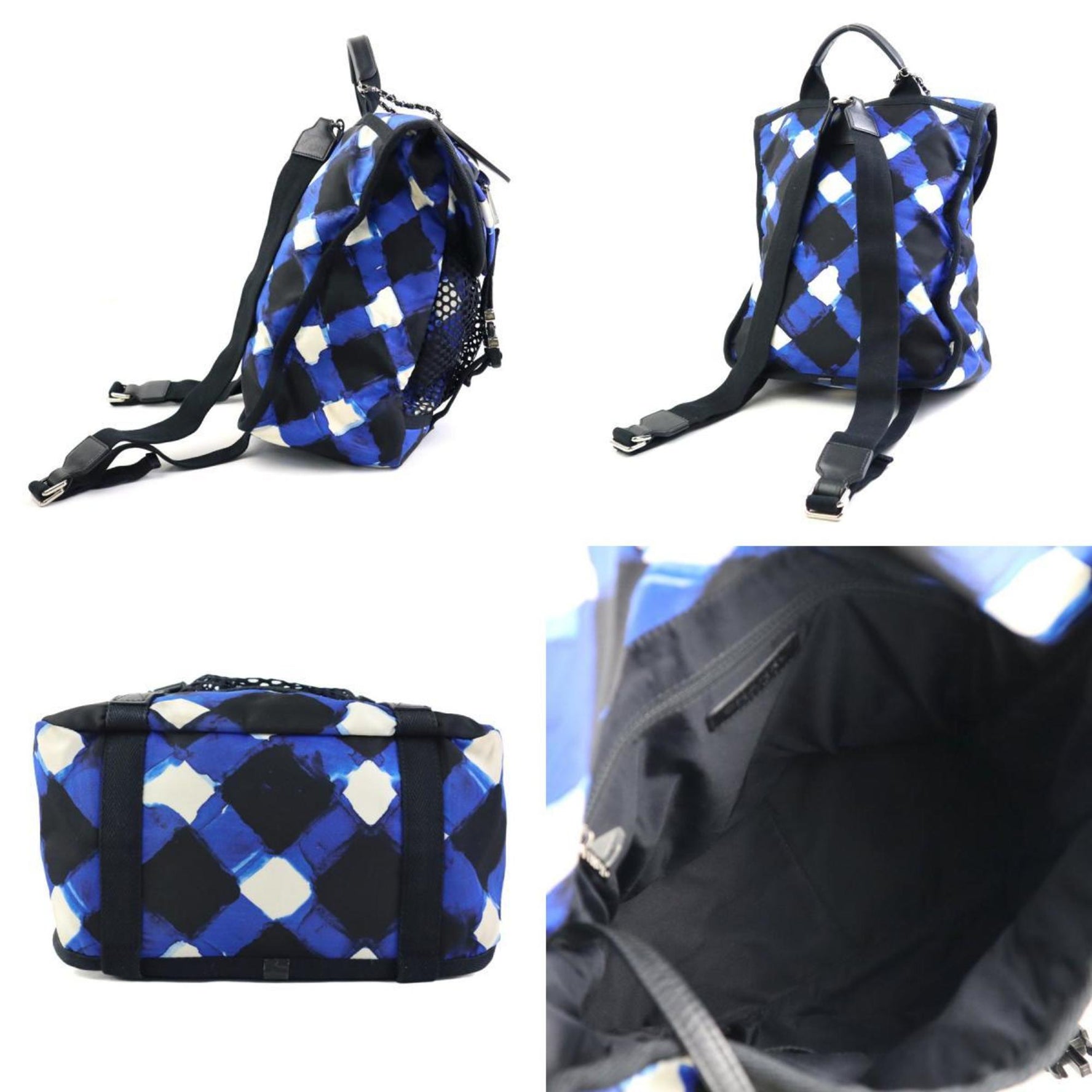 CHANEL Backpack Airline Nylon Black x Blue White