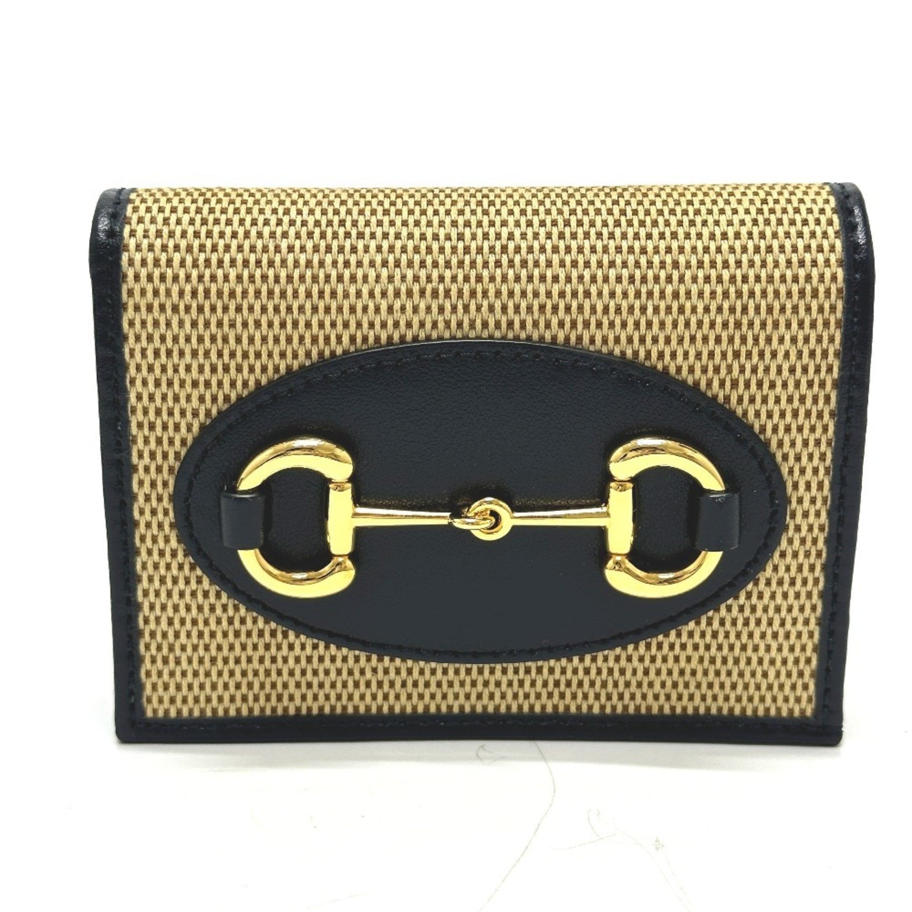 GUCCI Horsebit Compact Wallet Tri-fold Canvas/Leather