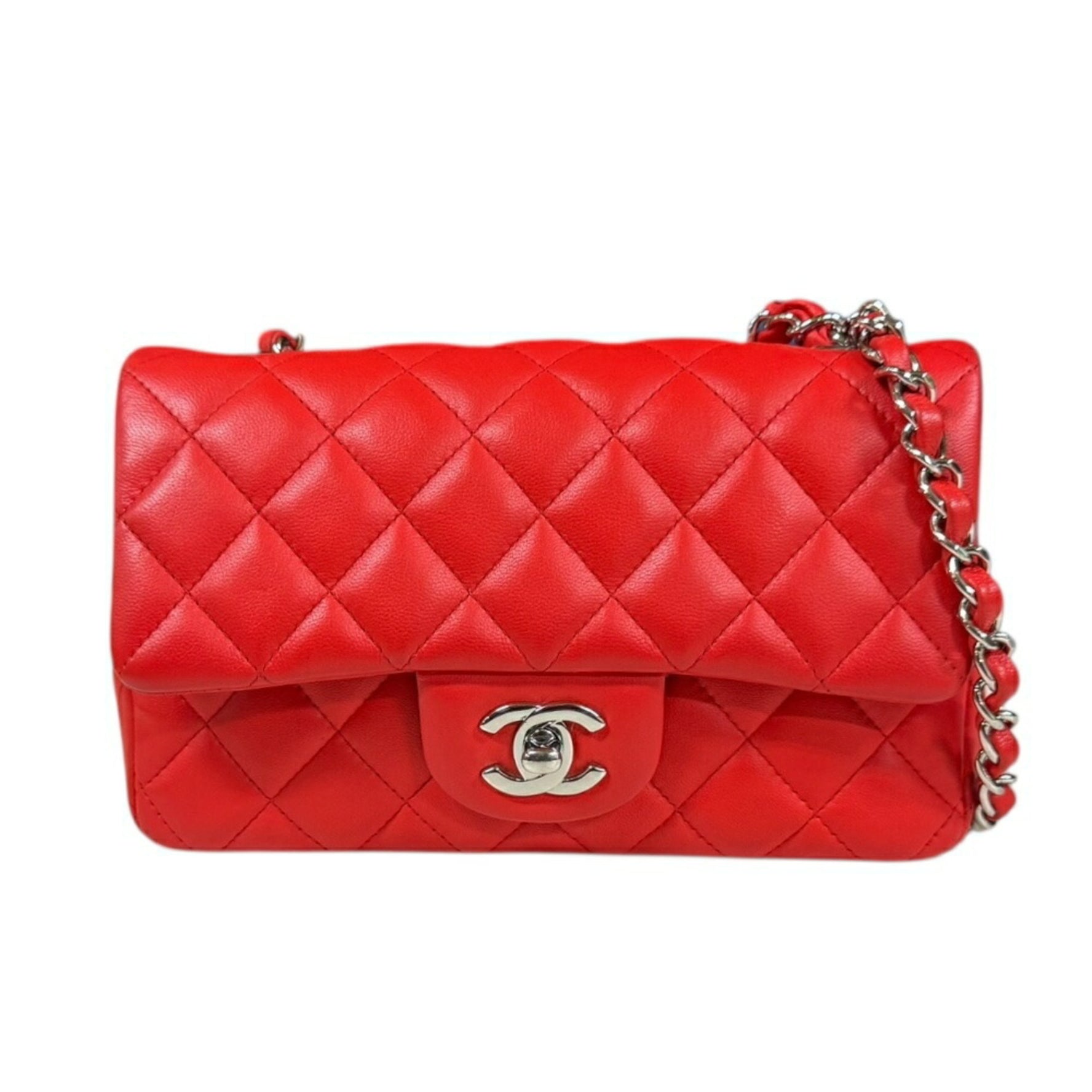 Chanel Mini Matelasse Shoulder Bag Leather Red Chain