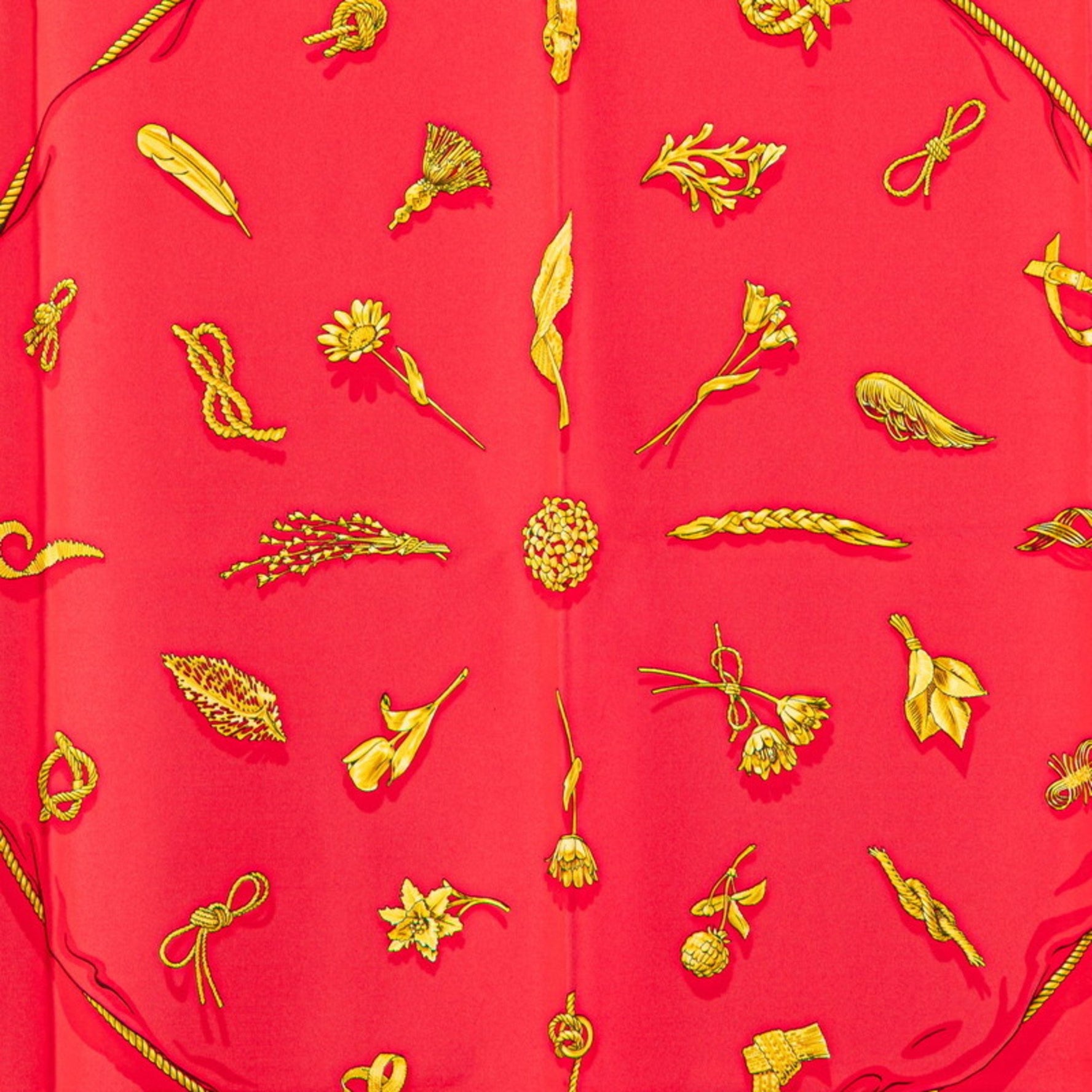 Hermès Carré 90 Clips Scarf, Red, Black, Multicolor, Silk, HERMES