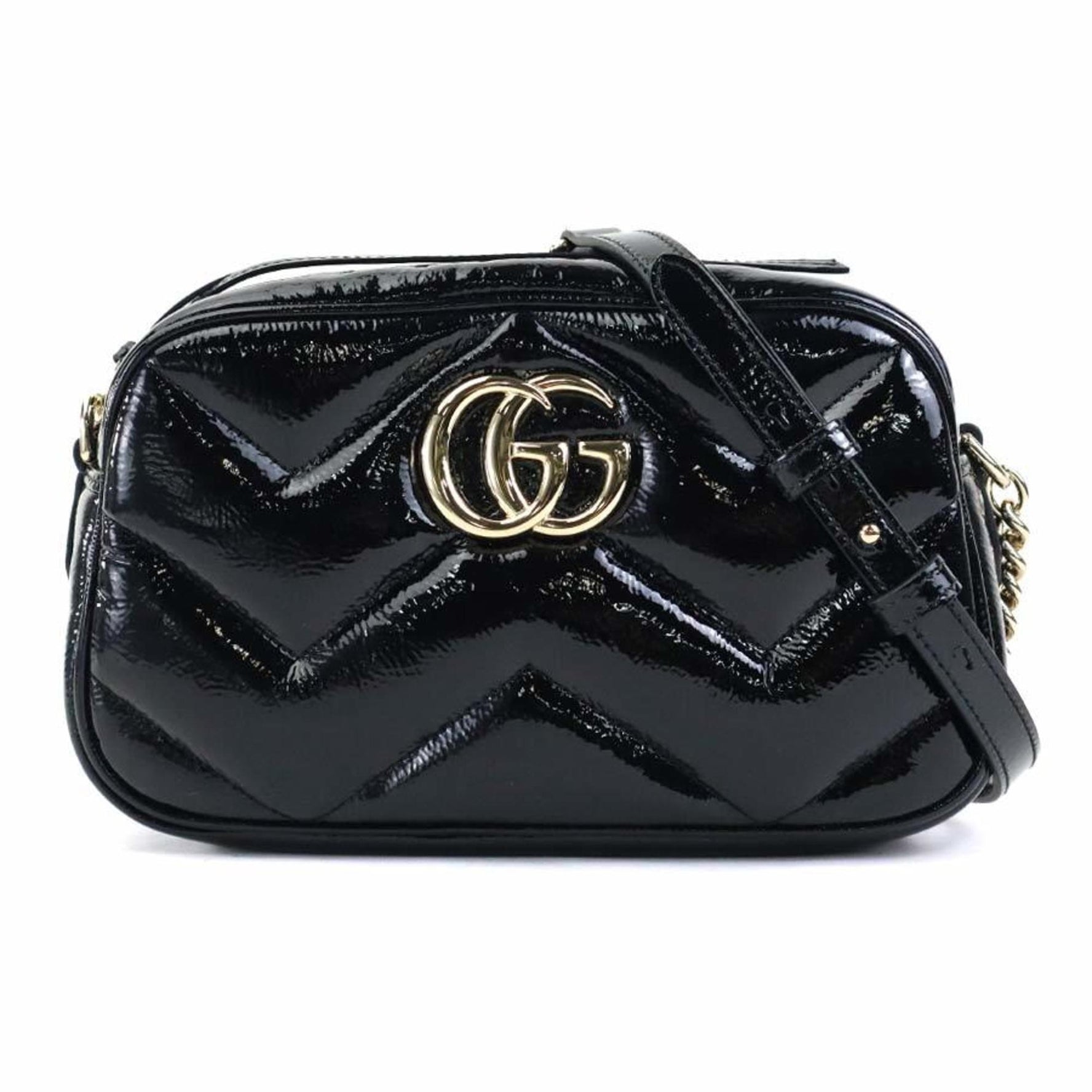 GUCCI GG Marmont Patent Leather Shoulder Bag