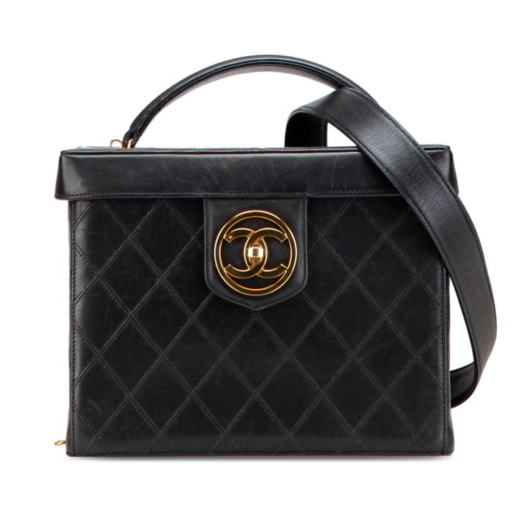 CHANEL Bicolor Coco Mark Vanity Bag Shoulder Leather