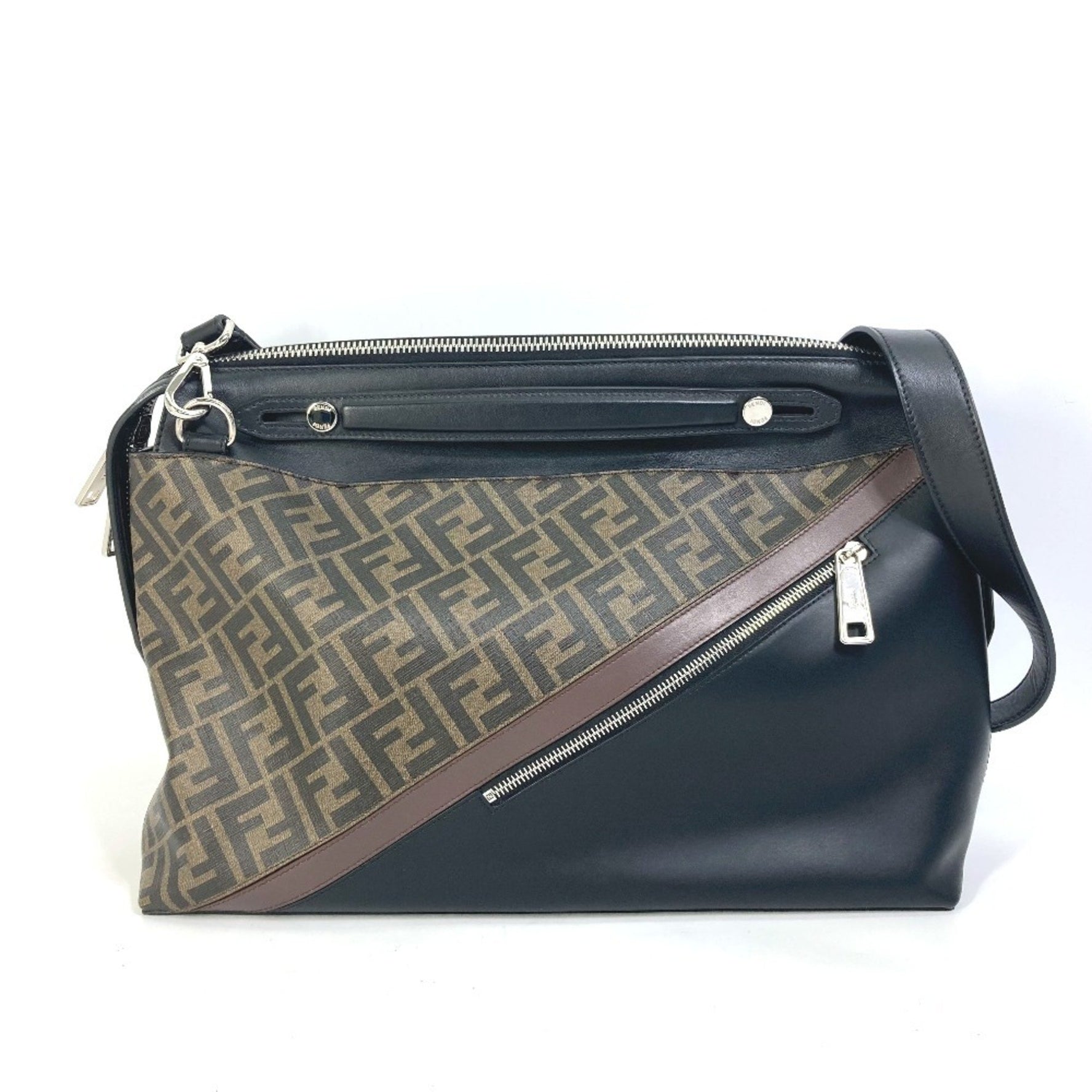 FENDI Zucca Briefcase Business Shoulder/Handbag, PVC, Men's, Brown